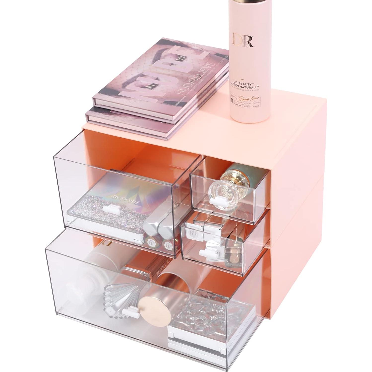 Organizador de Escritorio Apilable OSsteed con 1 Cajón Rosa