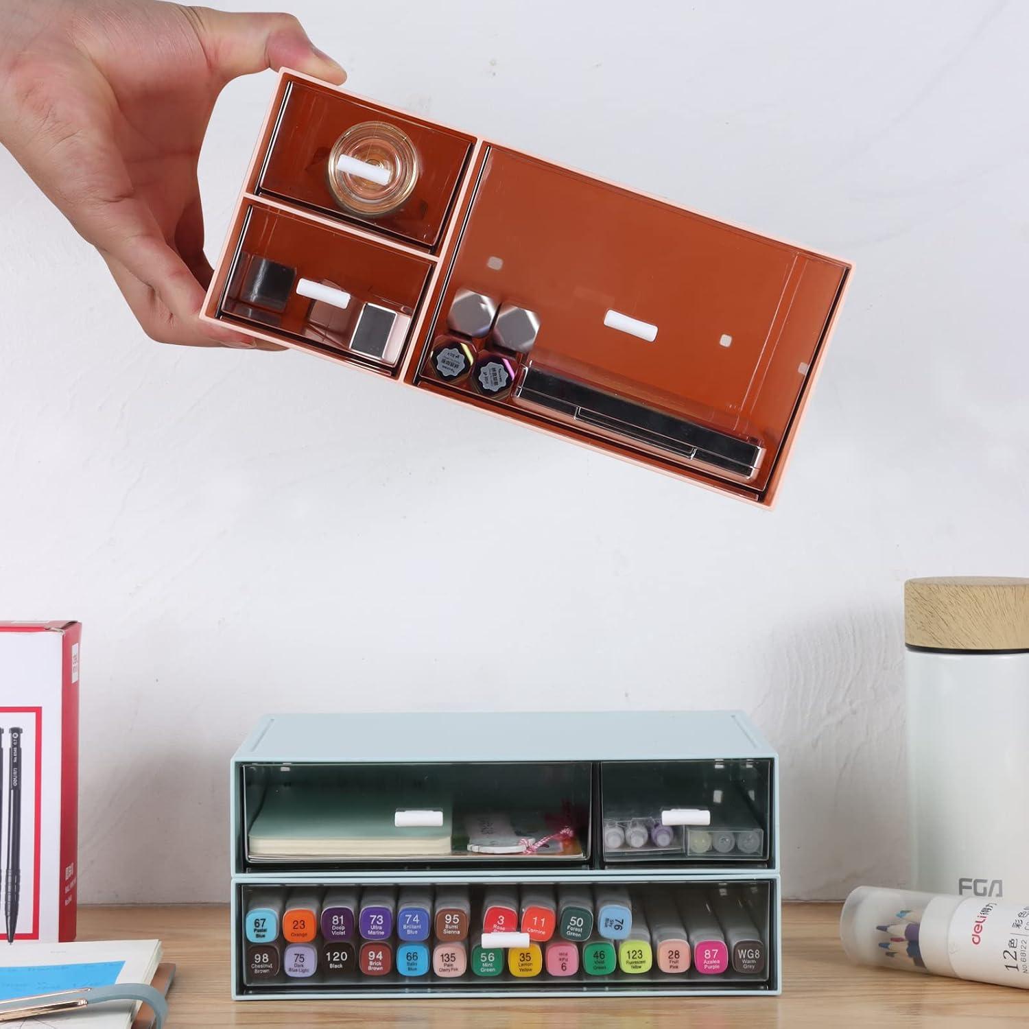 Organizador de Escritorio Apilable OSsteed con 1 Cajón Rosa