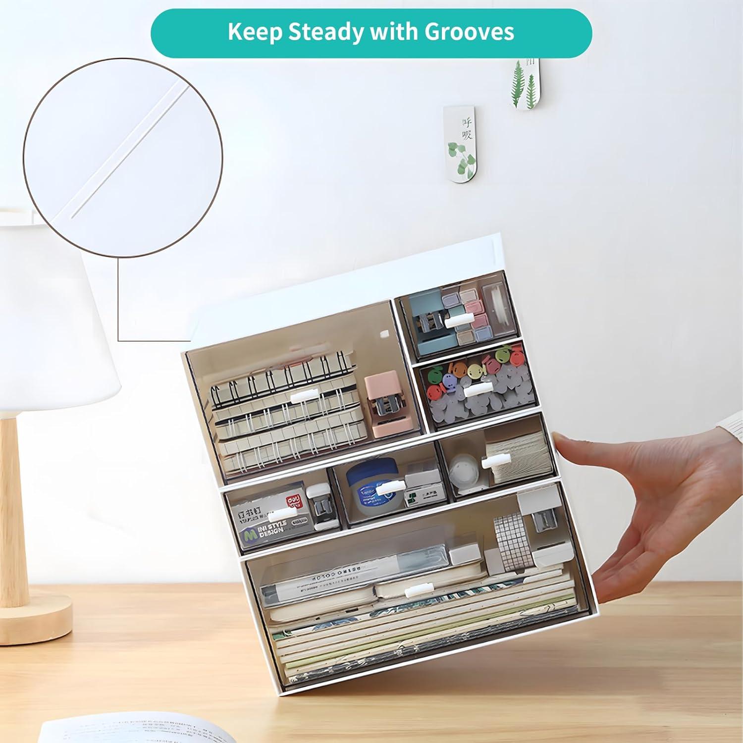 Organizador de Escritorio Apilable OSsteed con 1 Cajón Rosa