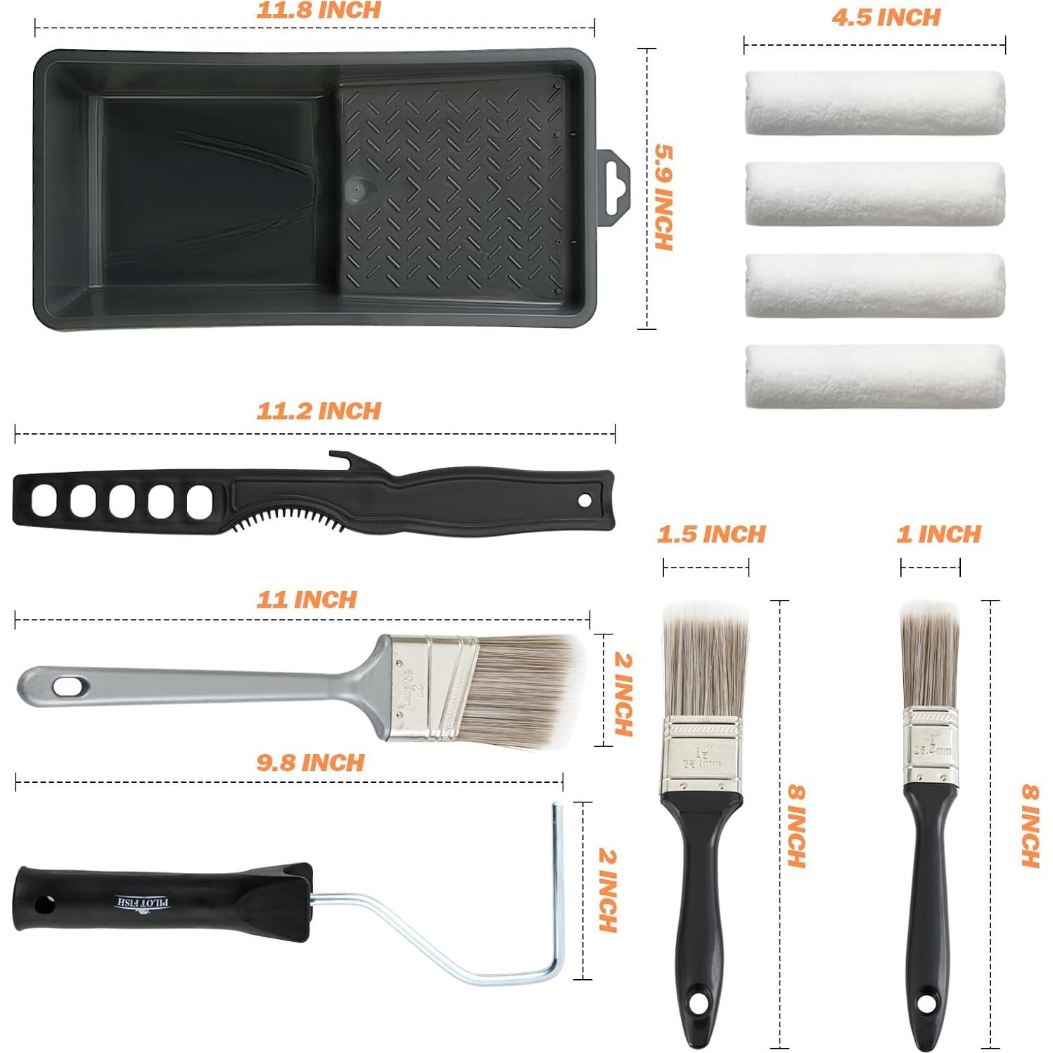 Kit de Pintura 11 Piezas PILOT FISH - Rodillos y Brochas 4"