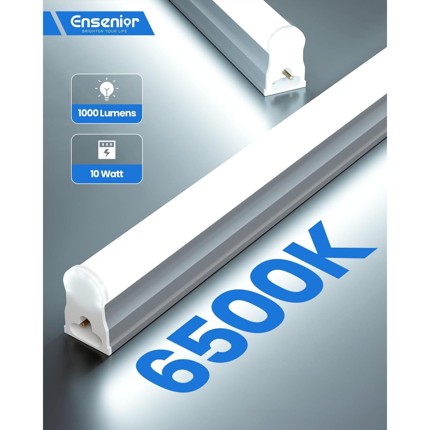 Luces LED T5 Ensenior 2FT 1000LM 6500K Paquete de 6