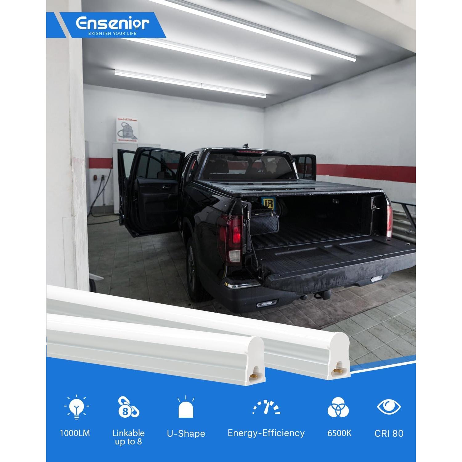 Luces LED T5 Ensenior 2FT 1000LM 6500K Paquete de 6