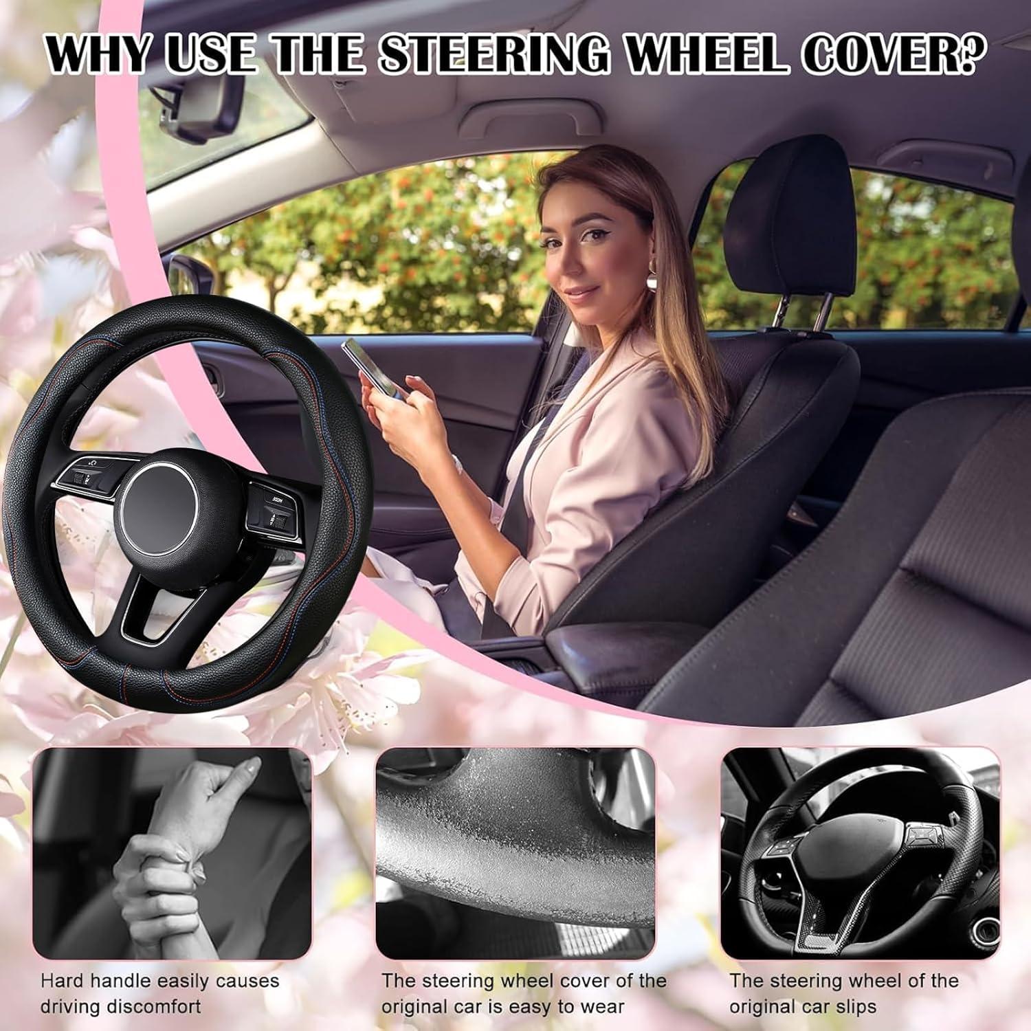 Cubierta de Volante SuperKaKa Universal 38cm Antideslizante Negro