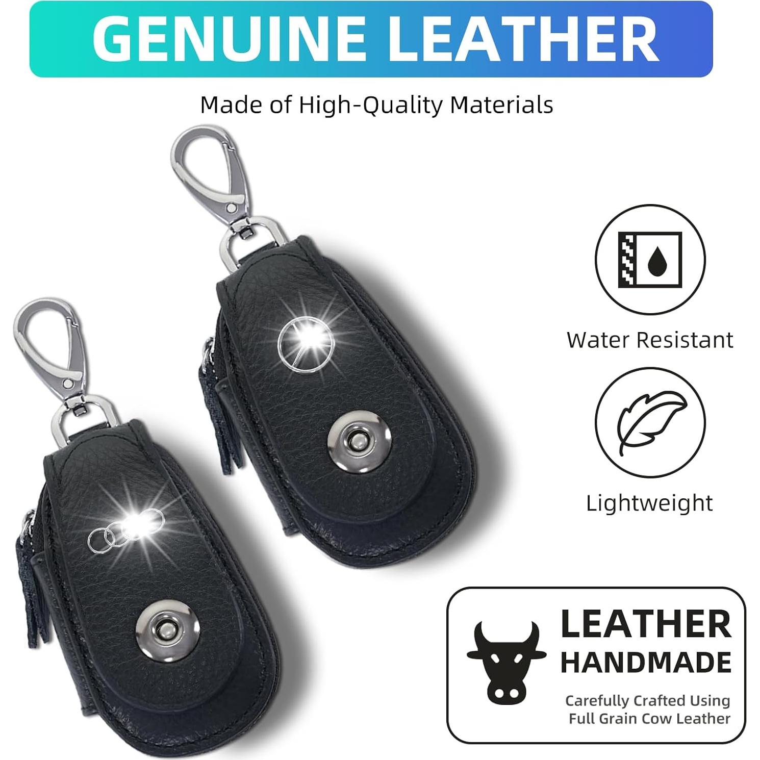 Funda de Llave de Coche SKvoen M281-AD de Cuero Genuino Negra