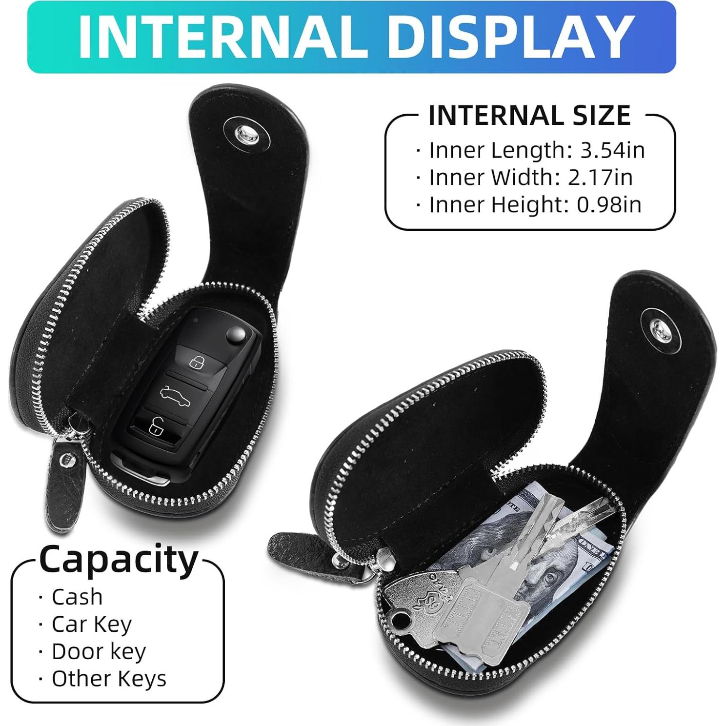 Funda de Llave de Coche SKvoen M281-AD de Cuero Genuino Negra