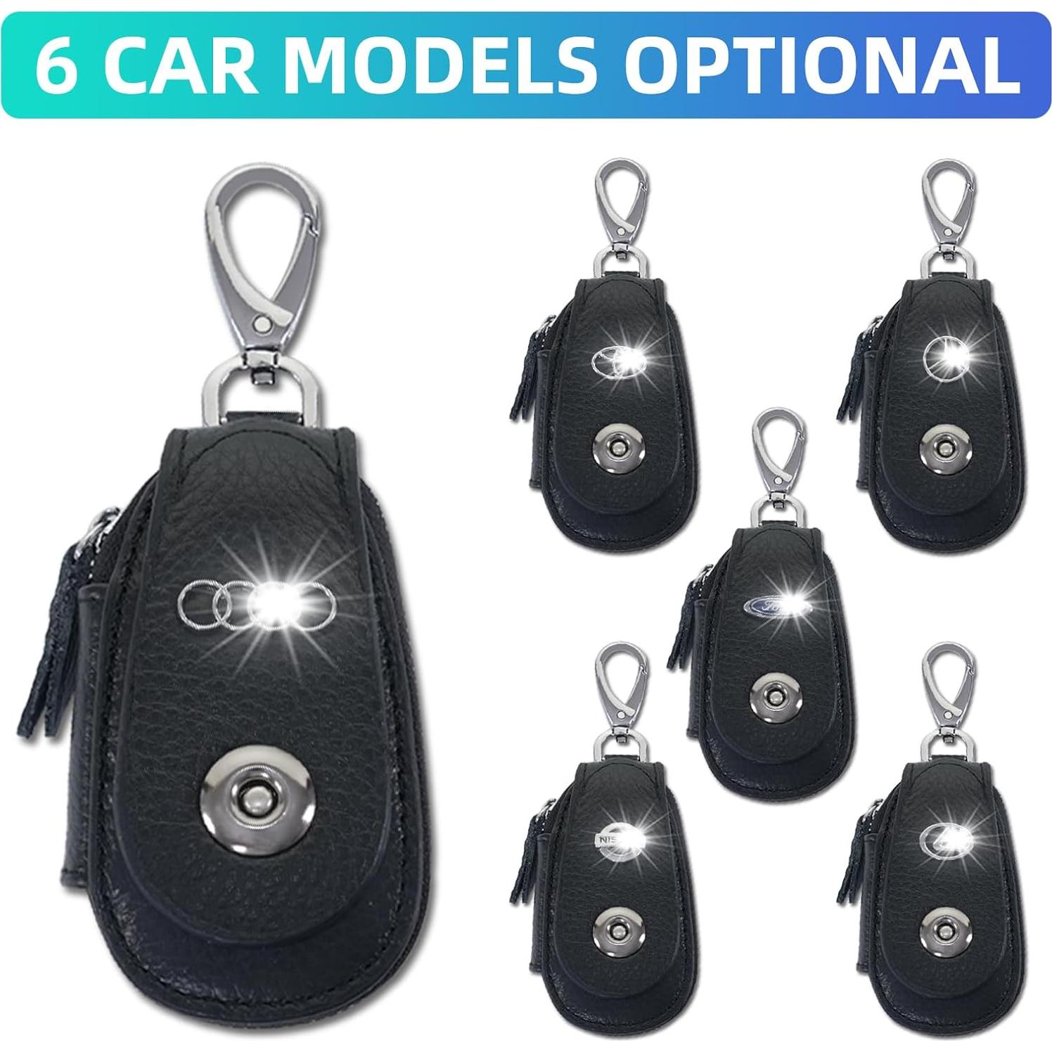 Funda de Llave de Coche SKvoen M281-AD de Cuero Genuino Negra