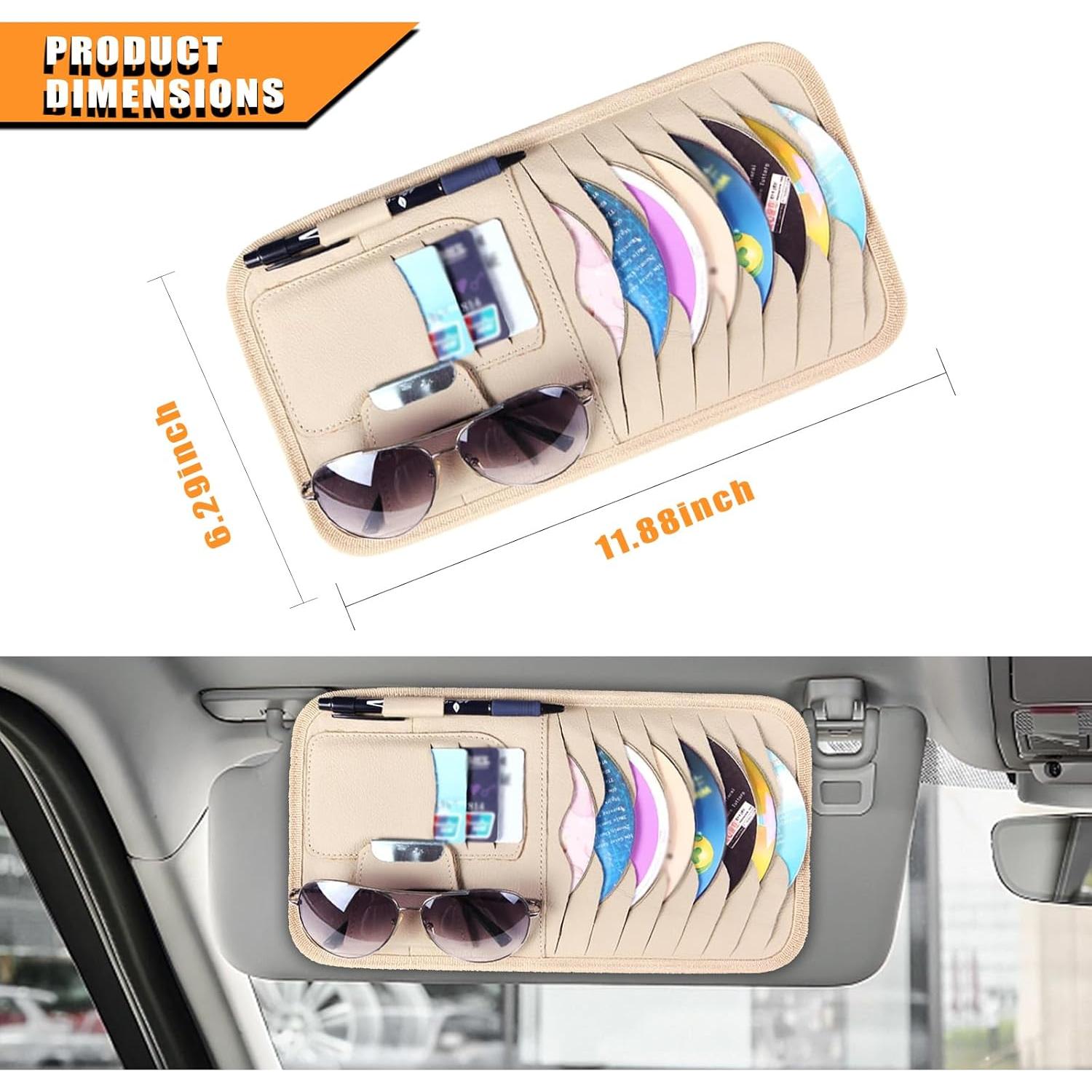 Organizador de Visera Solar Beige leediga para CD y Gafas