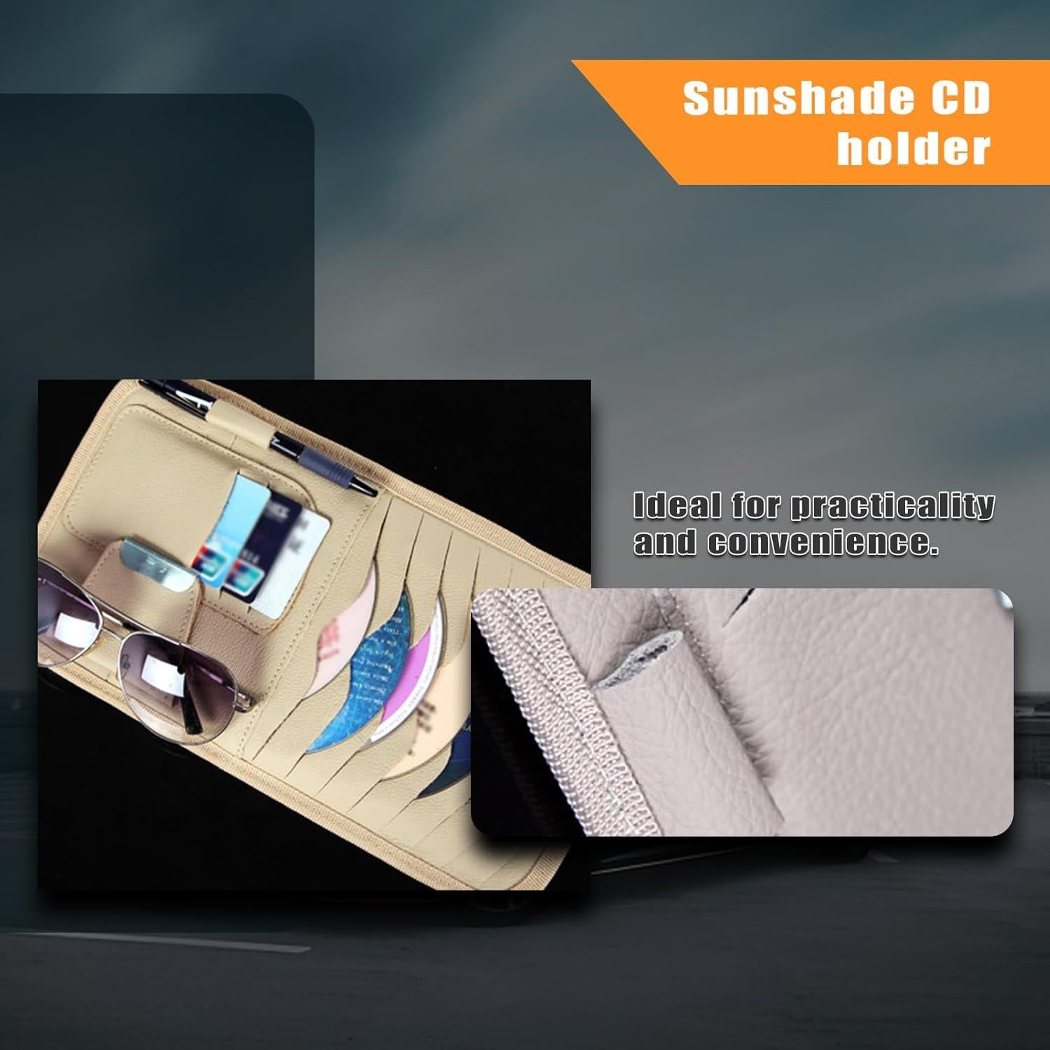 Organizador de Visera Solar Beige leediga para CD y Gafas