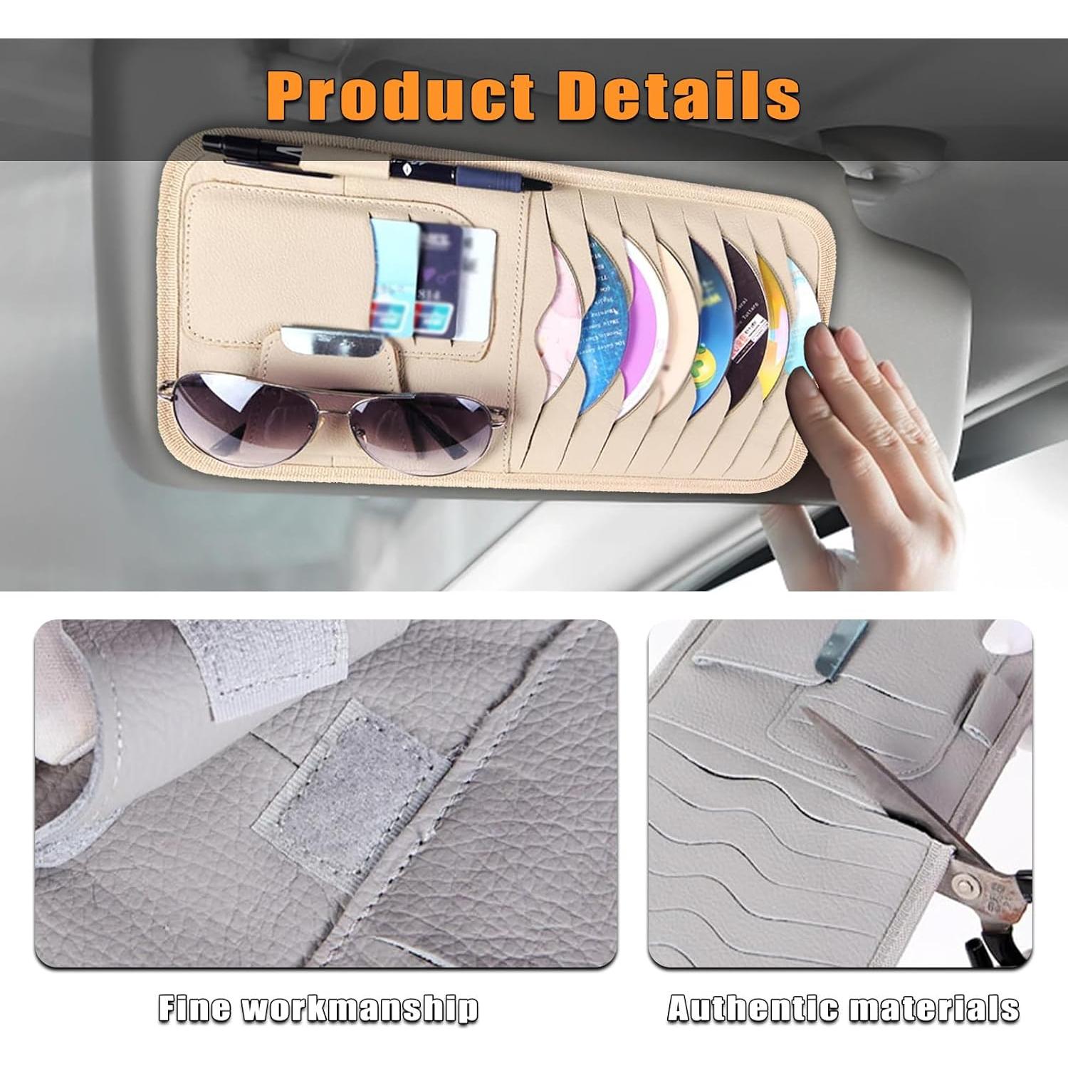 Organizador de Visera Solar Beige leediga para CD y Gafas