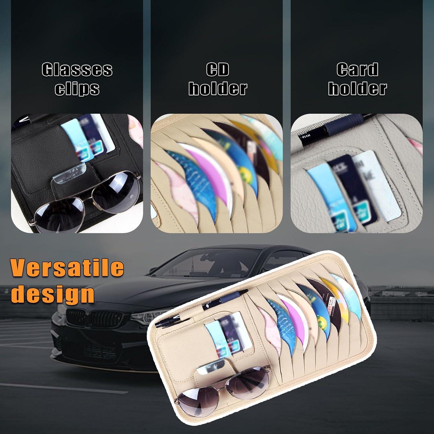 Organizador de Visera Solar Beige leediga para CD y Gafas