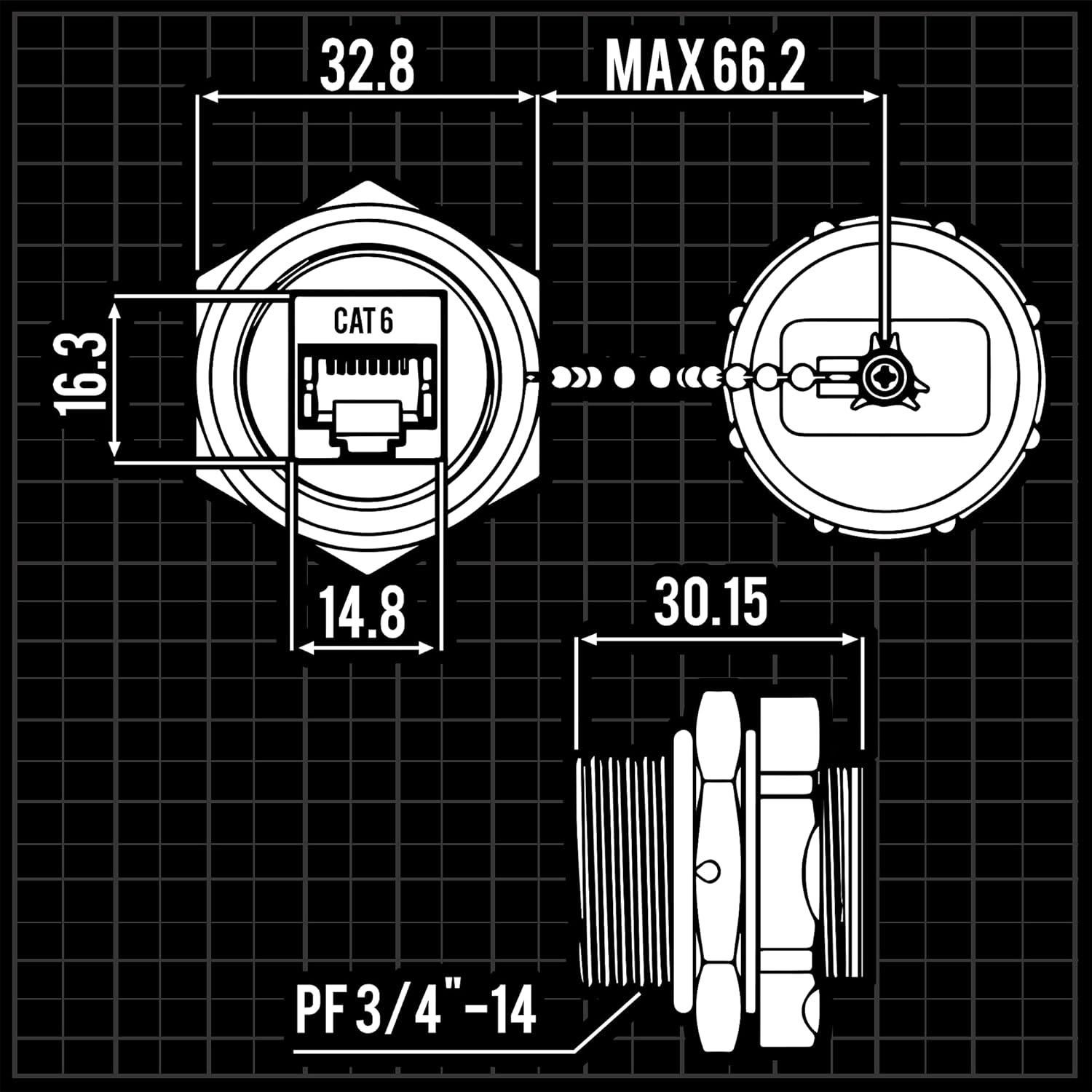 Conector Hembra Hembra RJ45 Cat6 Blindado InstallerParts IP67 - Paquete de 5