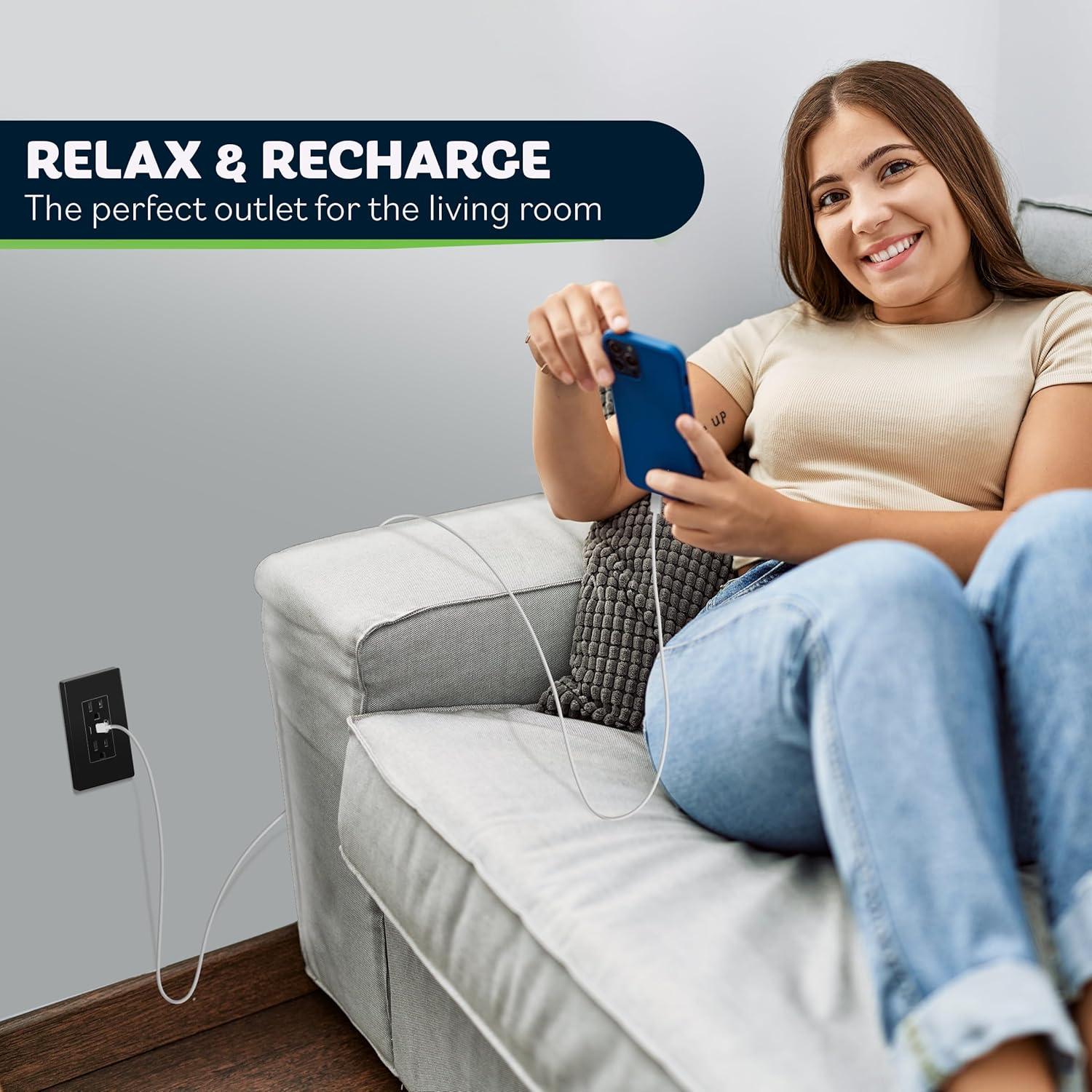 Enchufe USB TOPGREENER 15A 4.2A 3 Puertos Tipo C y A Negro