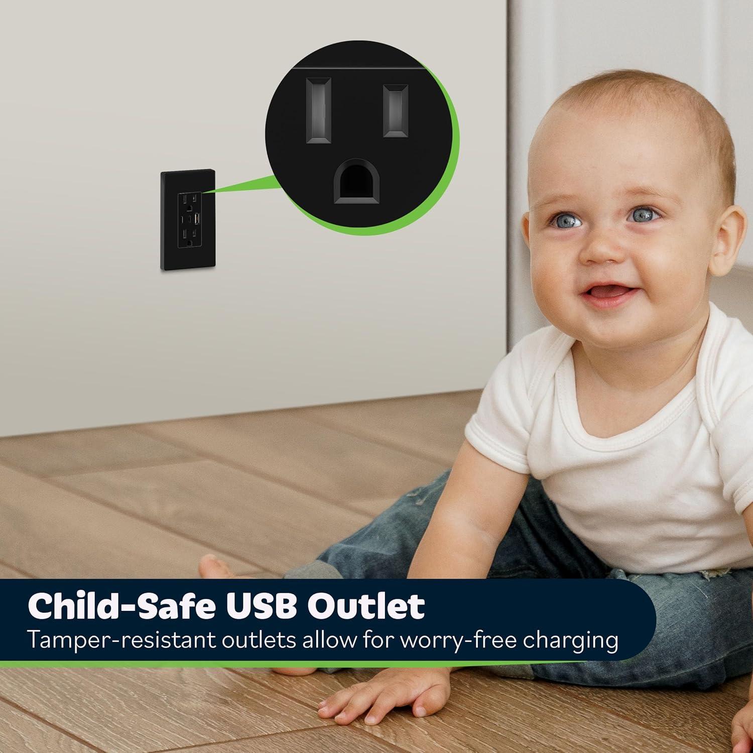 Enchufe USB TOPGREENER 15A 4.2A 3 Puertos Tipo C y A Negro