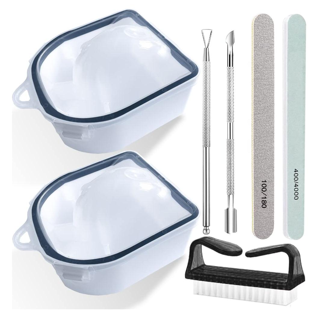 Kit de Remojo para Uñas HiMo - 2 Tazones, Lima 100/180, Bloque Pulido