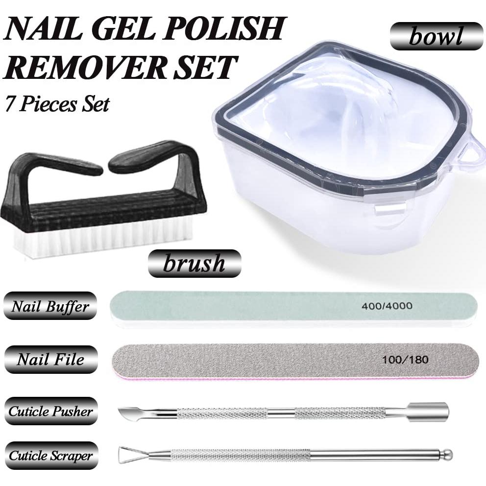 Kit de Remojo para Uñas HiMo - 2 Tazones, Lima 100/180, Bloque Pulido