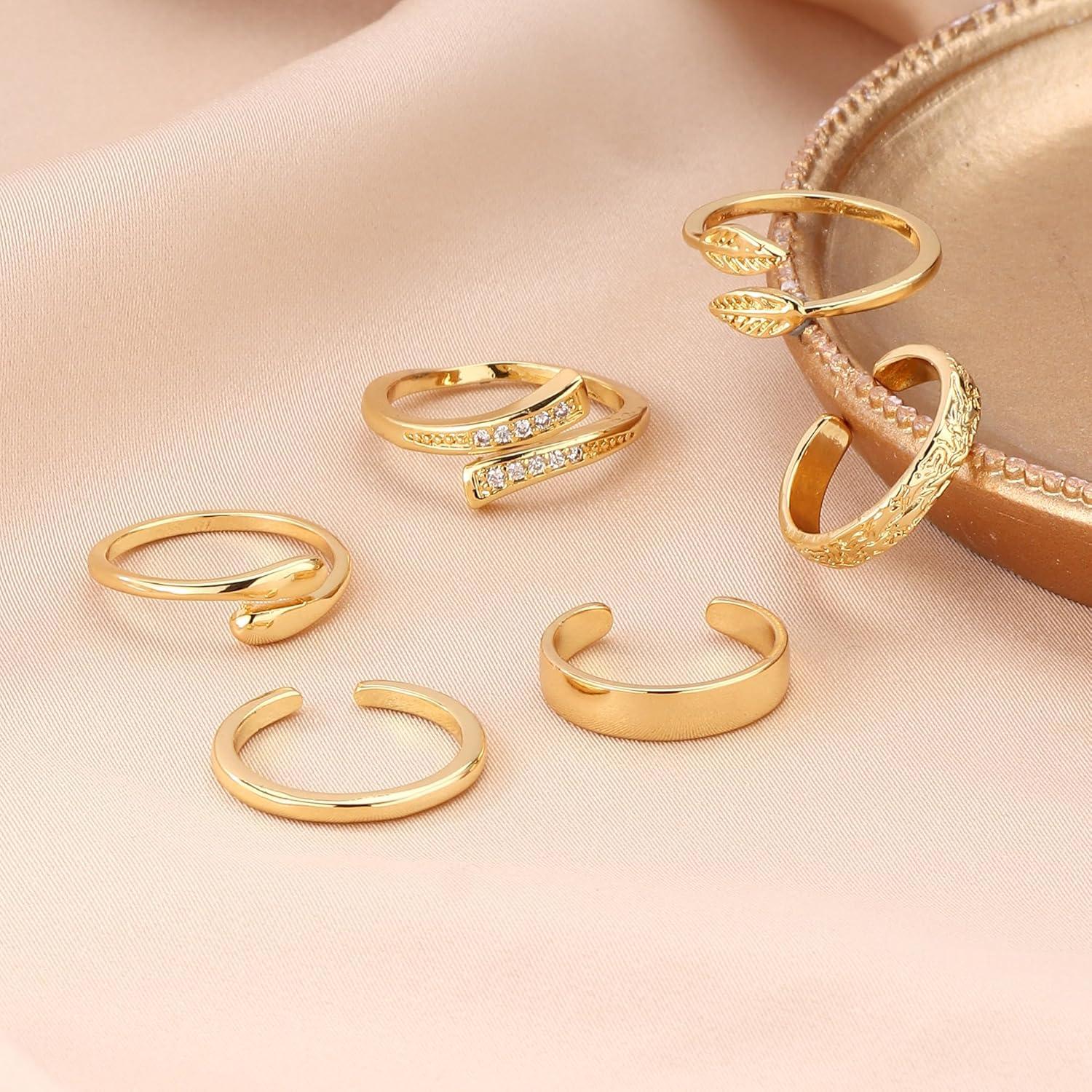 Anillos para Dedos del Pie Sonnyx Oro 14K Ajustables 6 Piezas