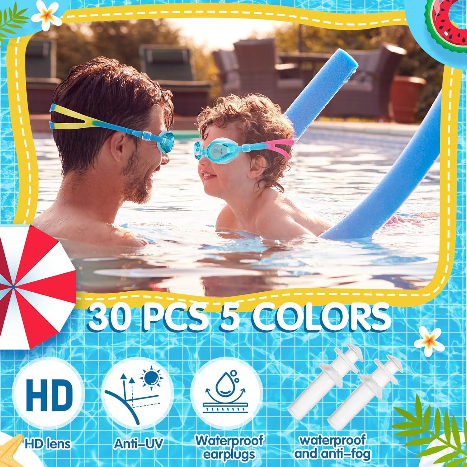 Paquete de 40 Gafas de Natación para Niños Macarrie con Tapones