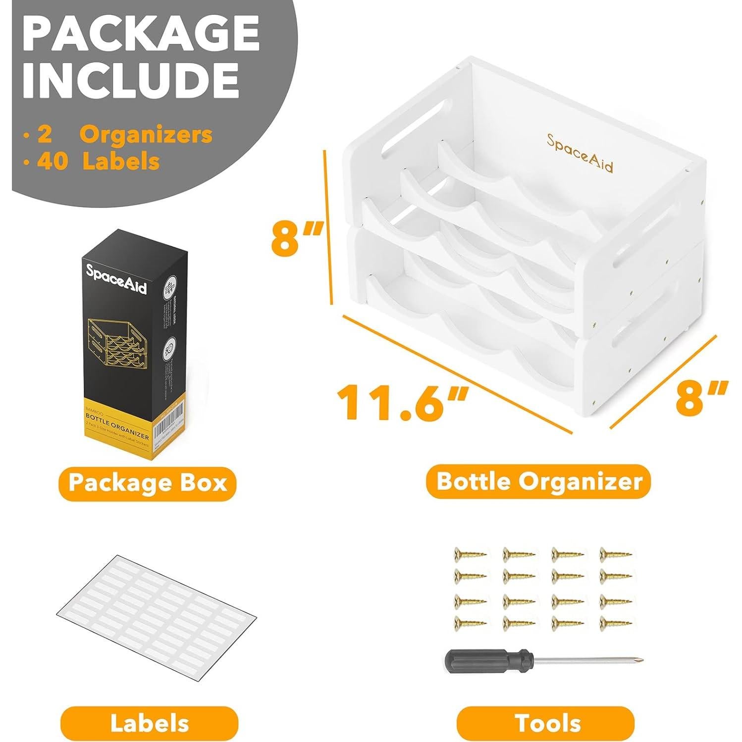 Organizador de Botellas de Agua SpaceAid - 6 Botellas, Blanco