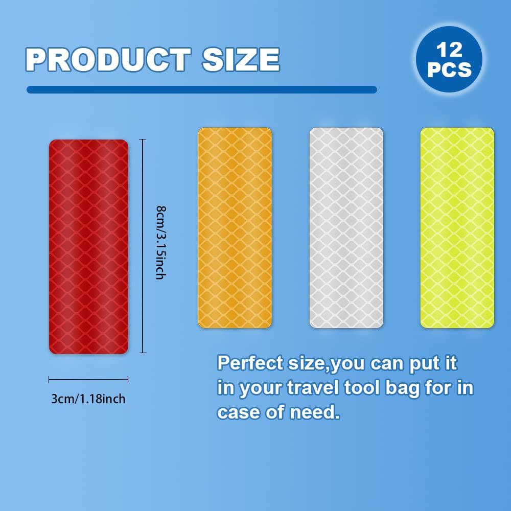 Cinta Reflectante Impermeable MDOZQ 12 Piezas 4 Colores
