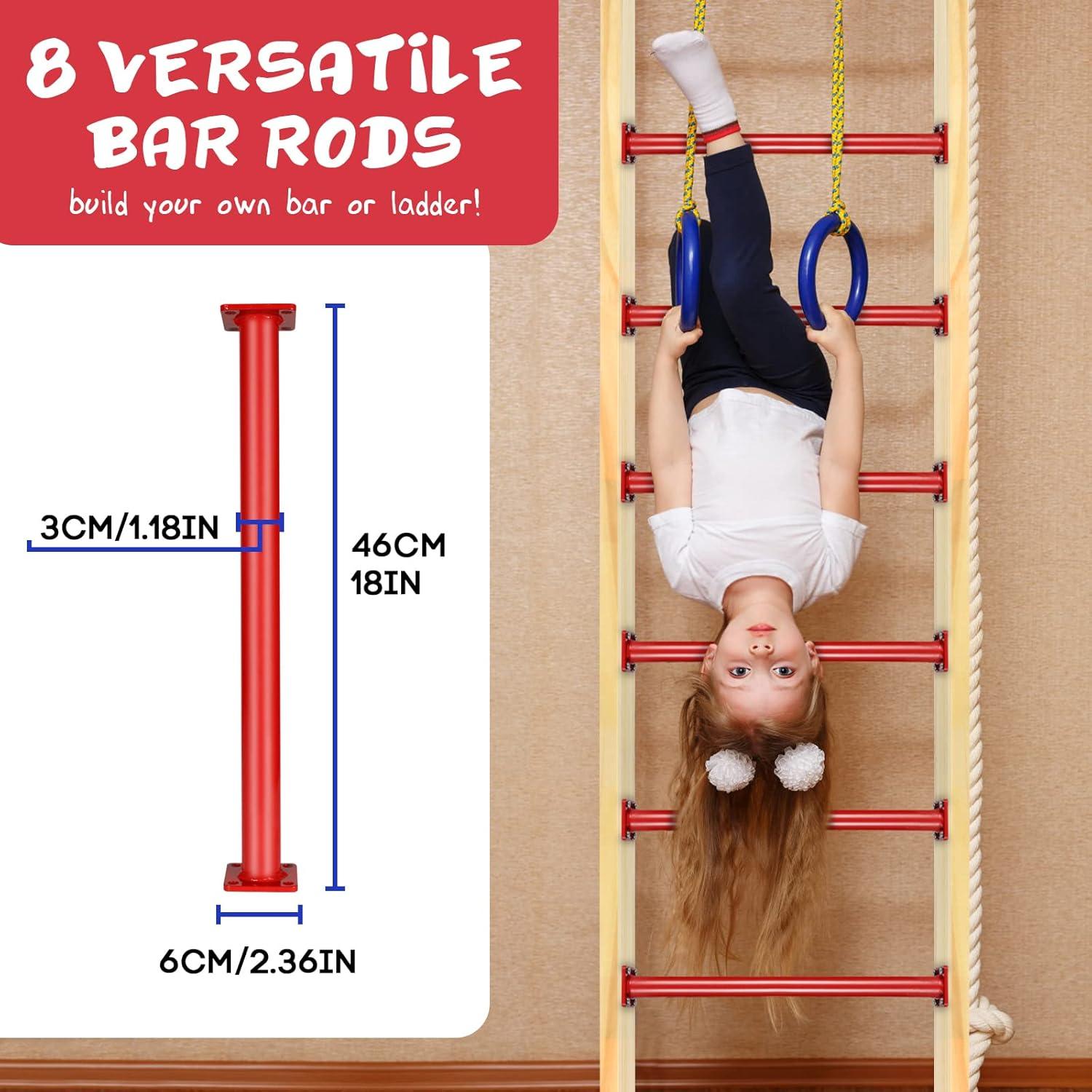 Barras de Mono de Acero TAYUQEE 8 Piezas 46 cm Rojo
