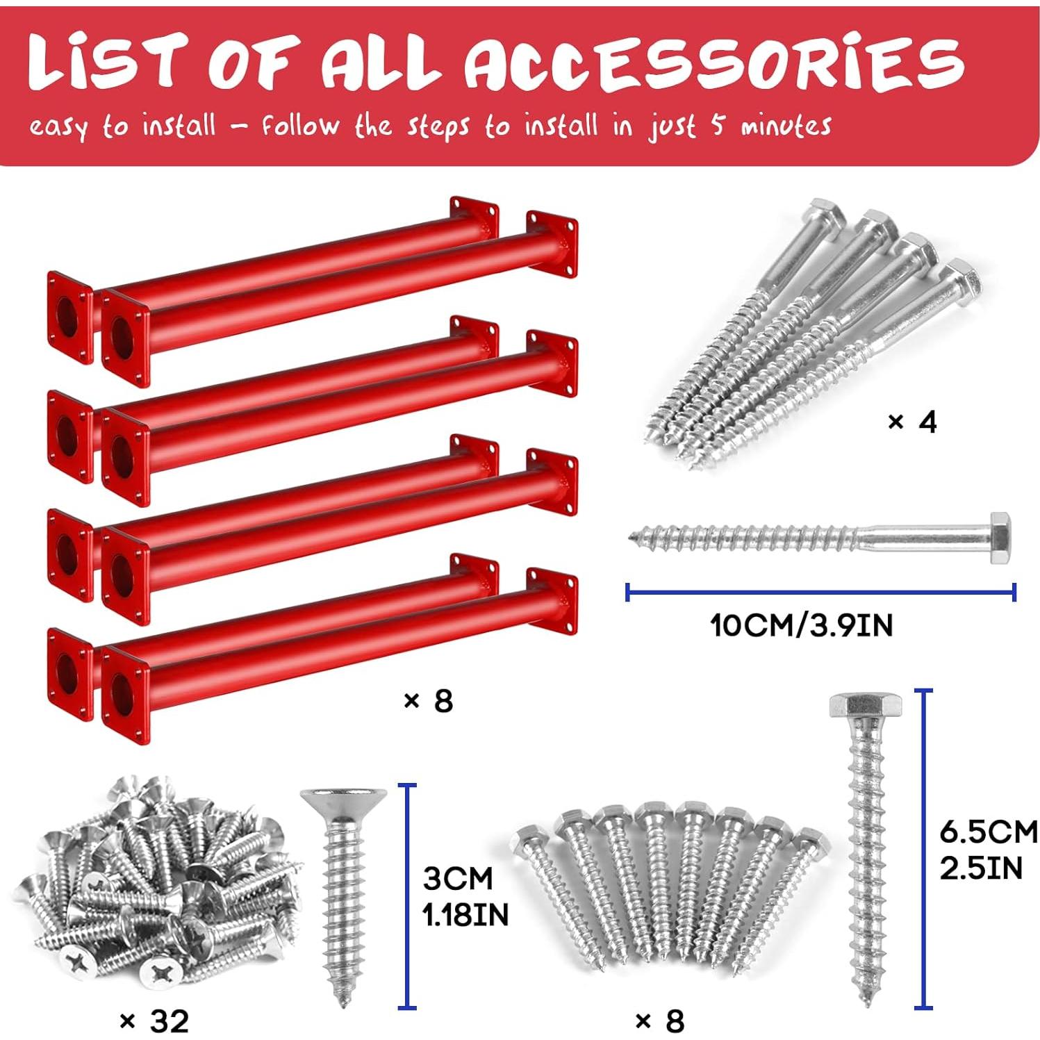 Barras de Mono de Acero TAYUQEE 8 Piezas 46 cm Rojo