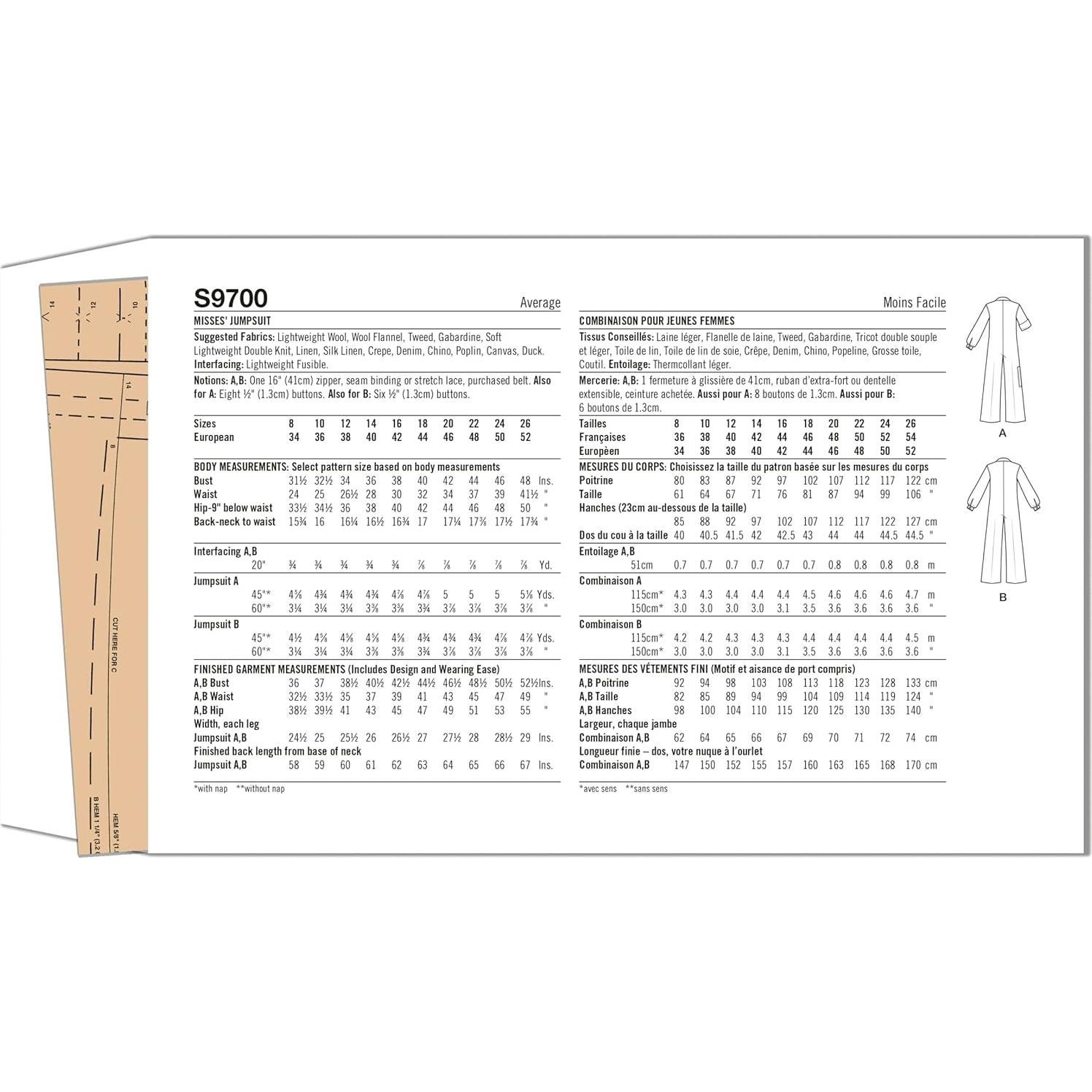 Patrón de Costura Mono Vintage Simplicity S9700 Tallas 8-16