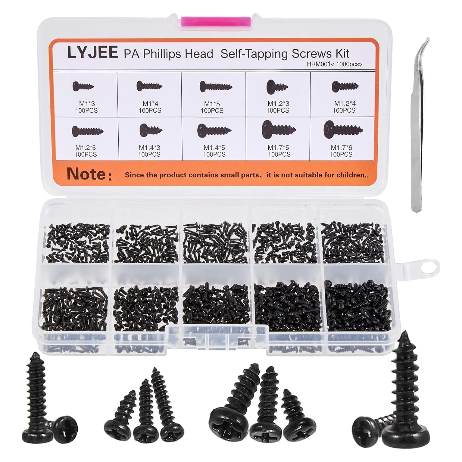 Kit de Tornillos Pequeños LYJEE 1000pcs Phillips M1 M1.2 M1.4