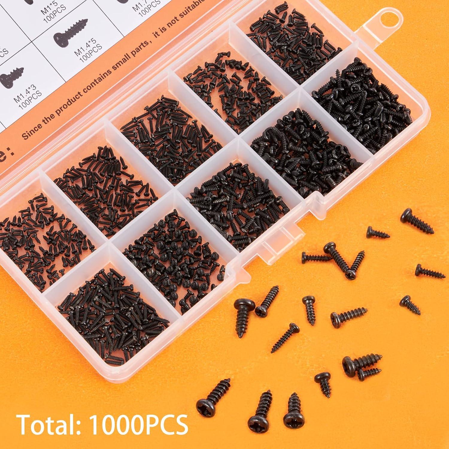 Kit de Tornillos Pequeños LYJEE 1000pcs Phillips M1 M1.2 M1.4