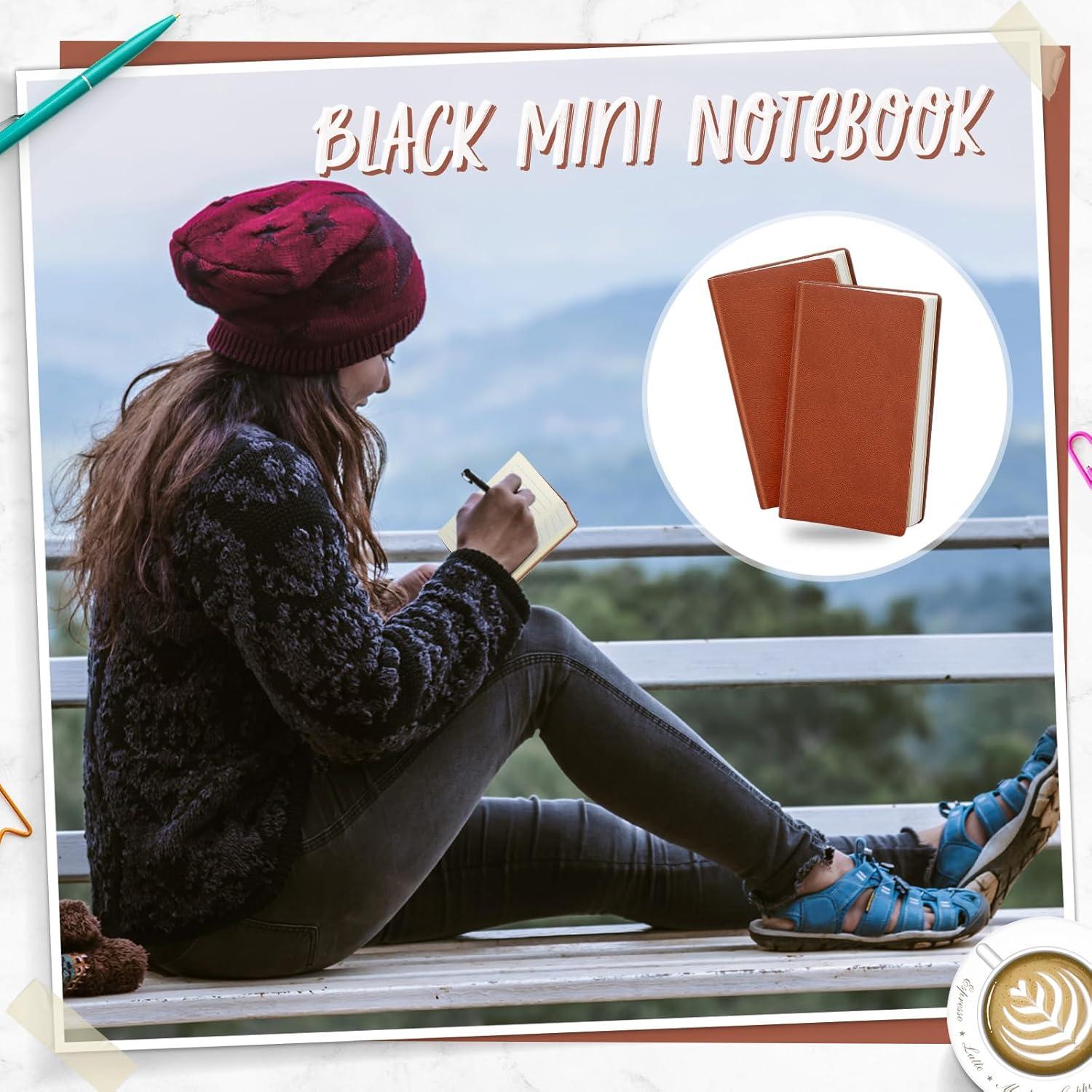 Paquete de 20 Mini Cuadernos Yeaqee de Piel 10x6.5cm Marrón