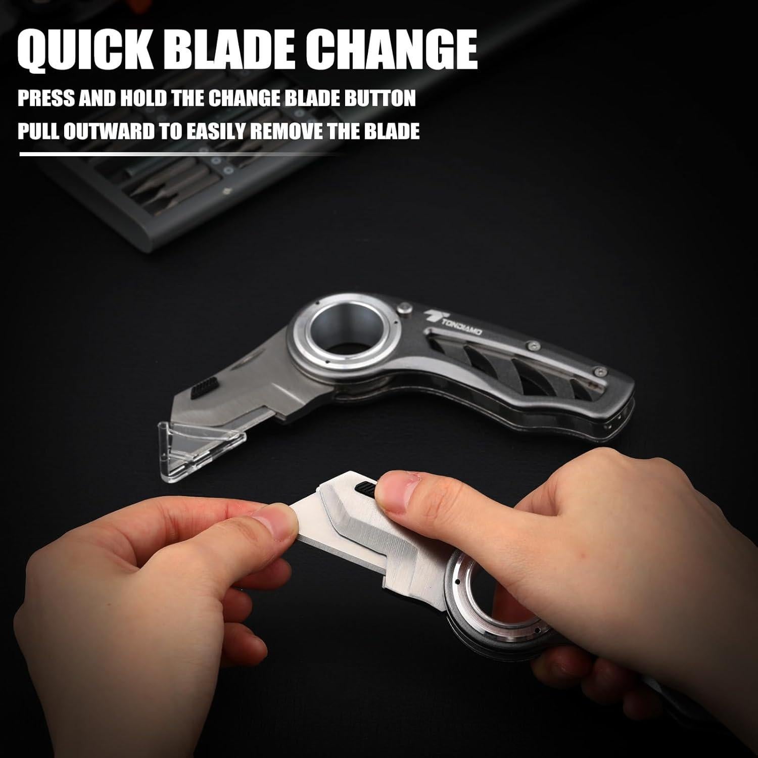 Cuchillo Utilitario Plegable Tondiamo 2 Pcs Aluminio Gris