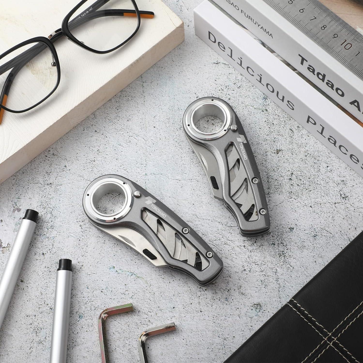 Cuchillo Utilitario Plegable Tondiamo 2 Pcs Aluminio Gris