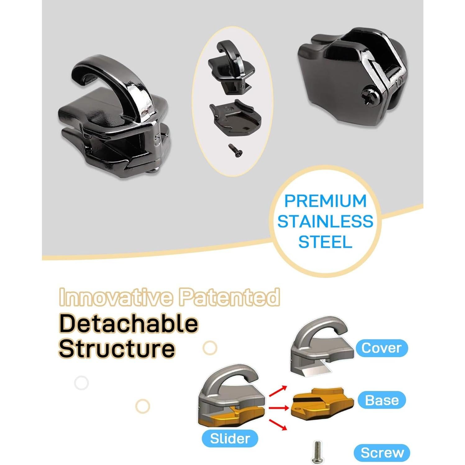 Kit de Reparación de Cremallera JulaZenith 5# Negro - Durable