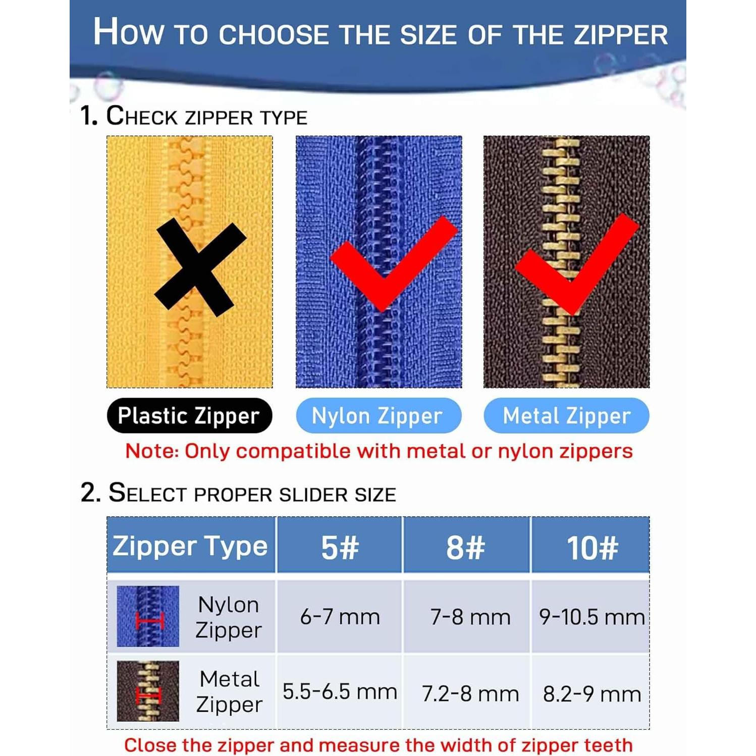 Kit de Reparación de Cremallera JulaZenith 5# Negro - Durable