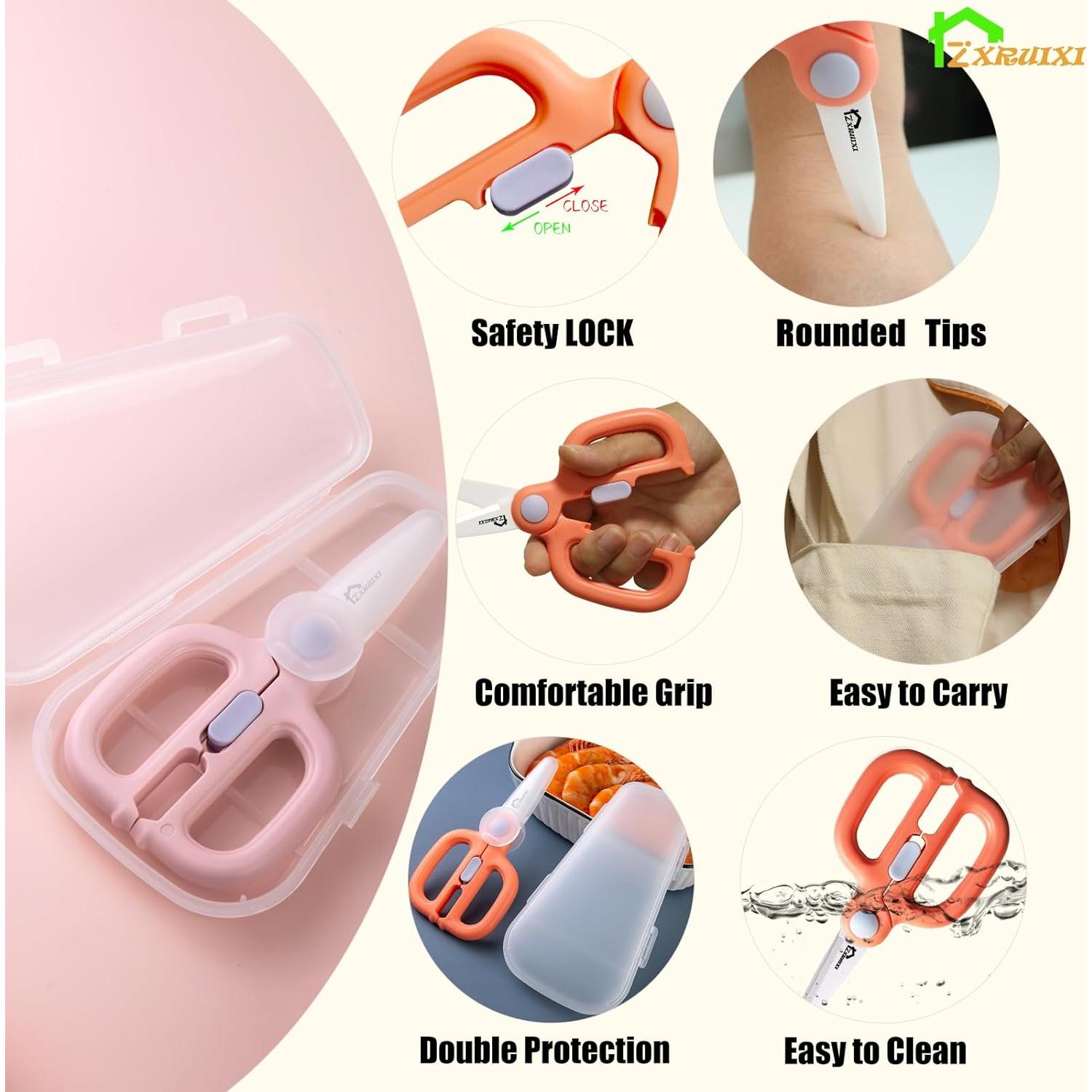 Tijeras de Comida para Bebés ZXRUIXI de Cerámica con Estuche