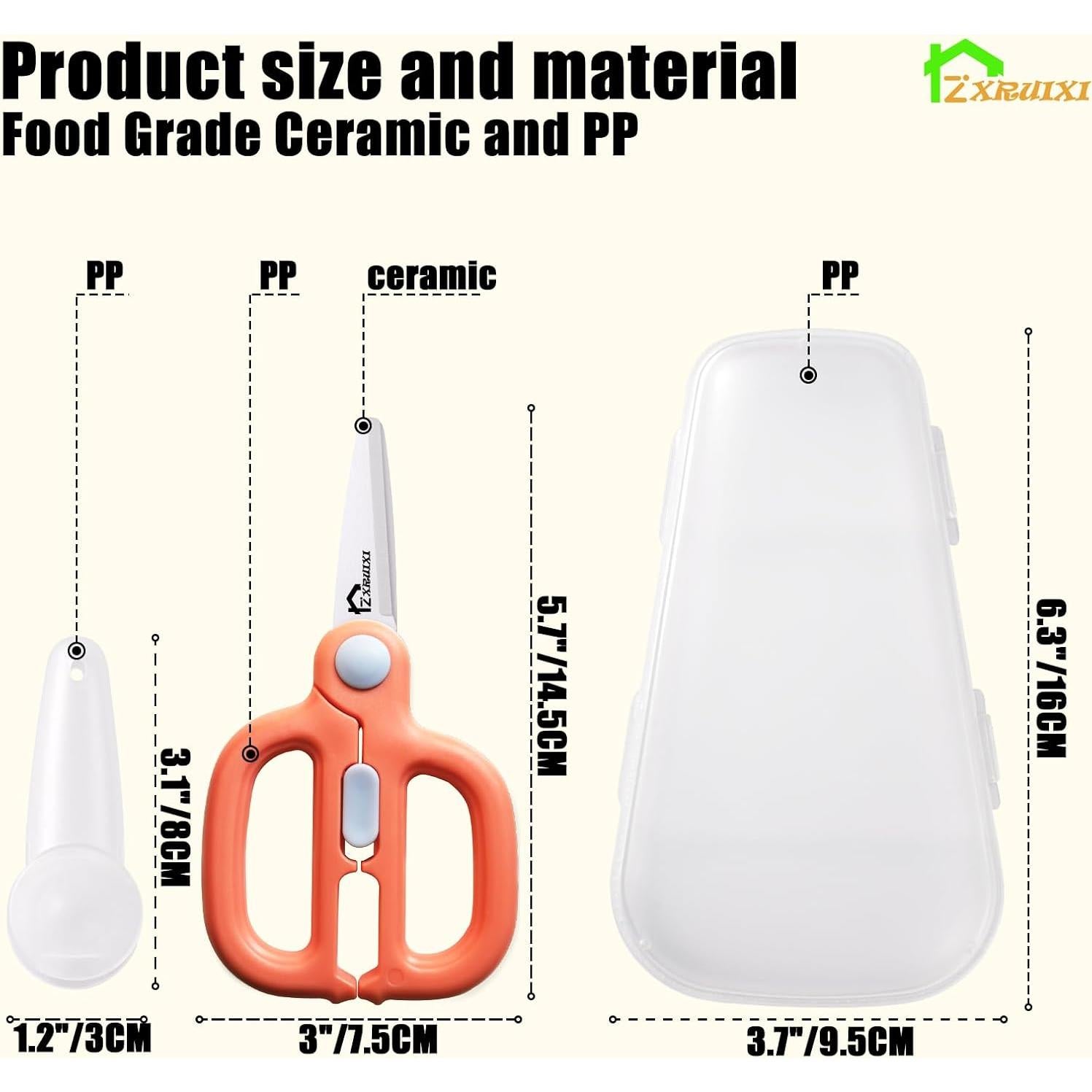 Tijeras de Comida para Bebés ZXRUIXI de Cerámica con Estuche