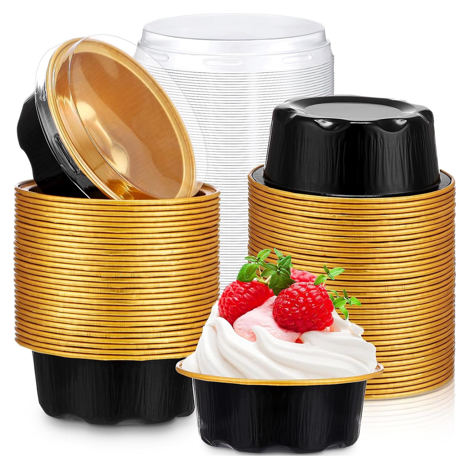 150 Moldes para Hornear con Tapas Eaasty 1.6 oz Aluminio