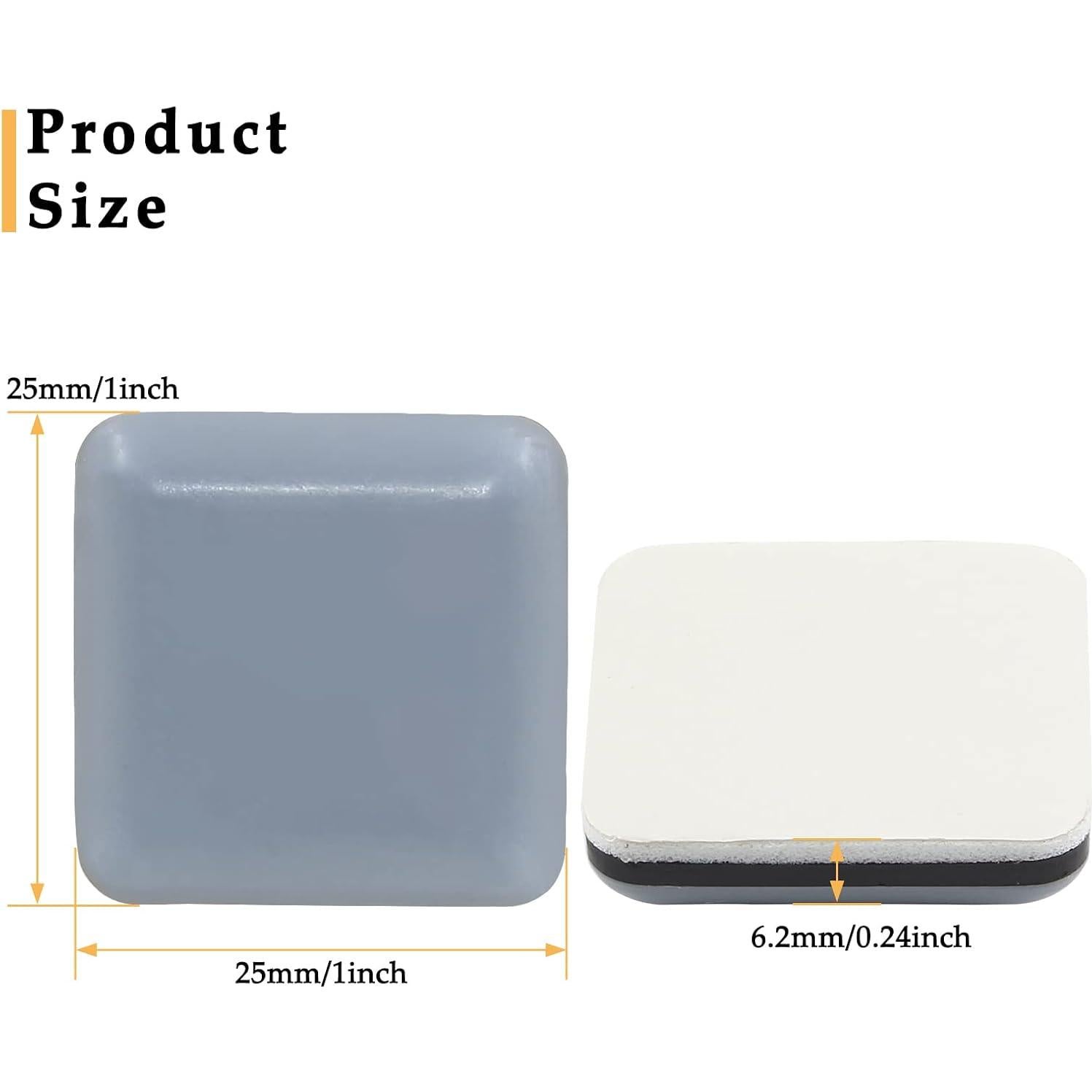 20 Piezas Deslizadores Adhesivos Cuadrados Auvotuis 25x25mm PTFE