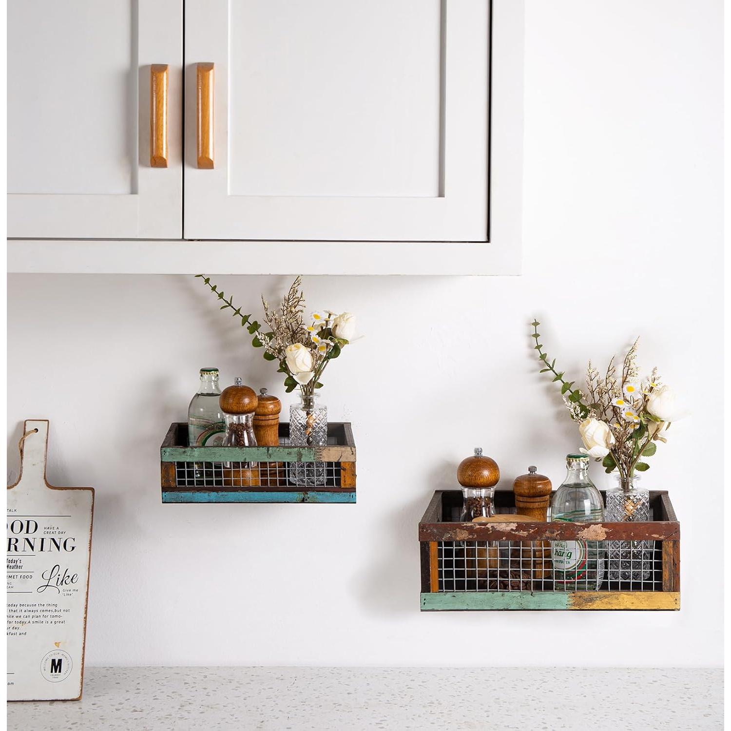 Conjunto de 2 Cestas de Madera Rústicas TIMRIS 30.5x21.6cm