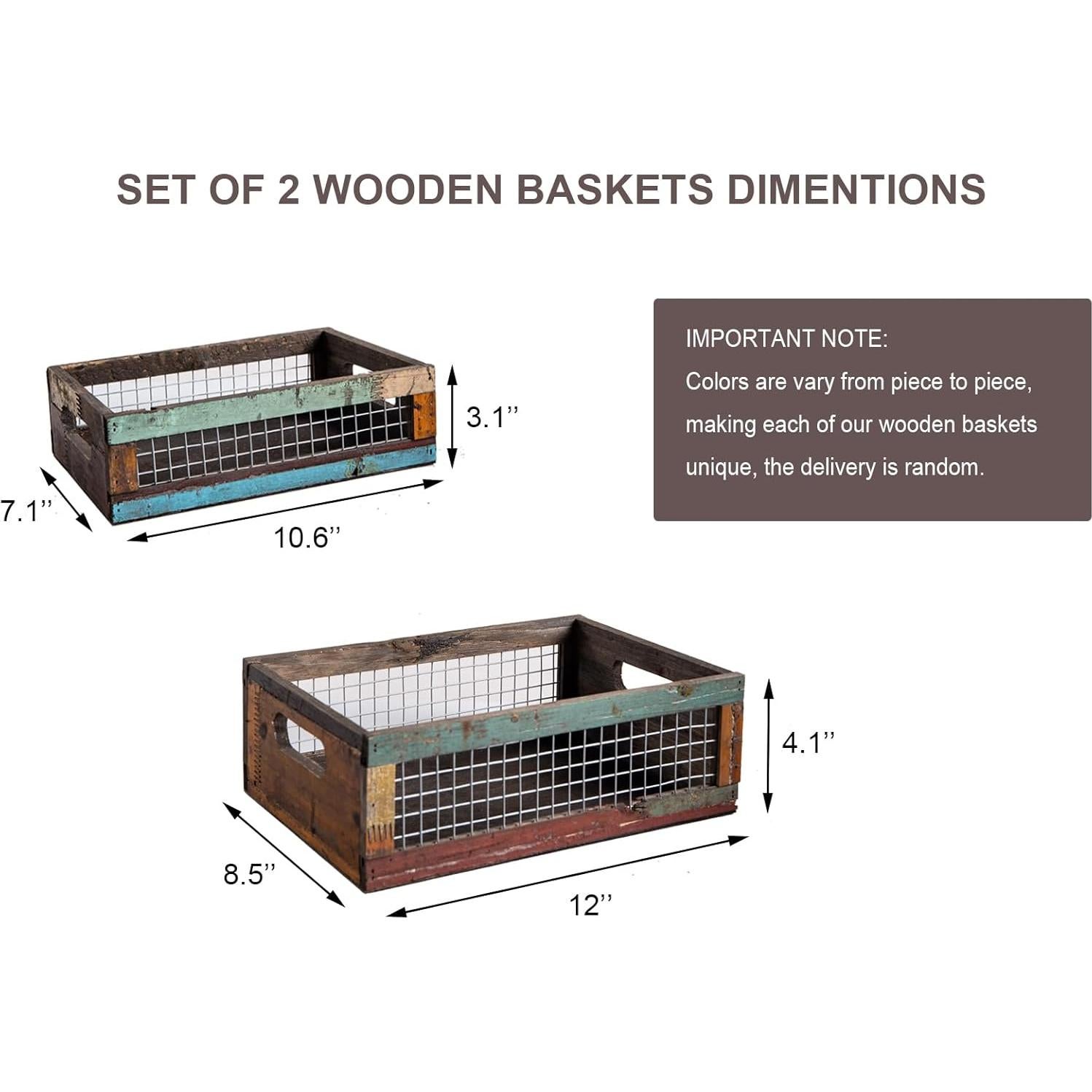 Conjunto de 2 Cestas de Madera Rústicas TIMRIS 30.5x21.6cm