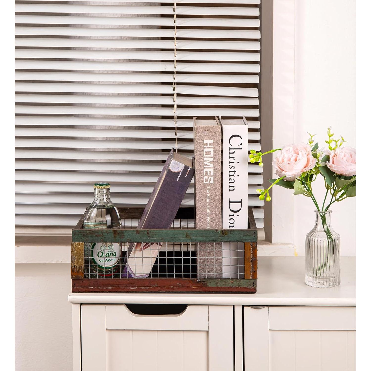 Conjunto de 2 Cestas de Madera Rústicas TIMRIS 30.5x21.6cm