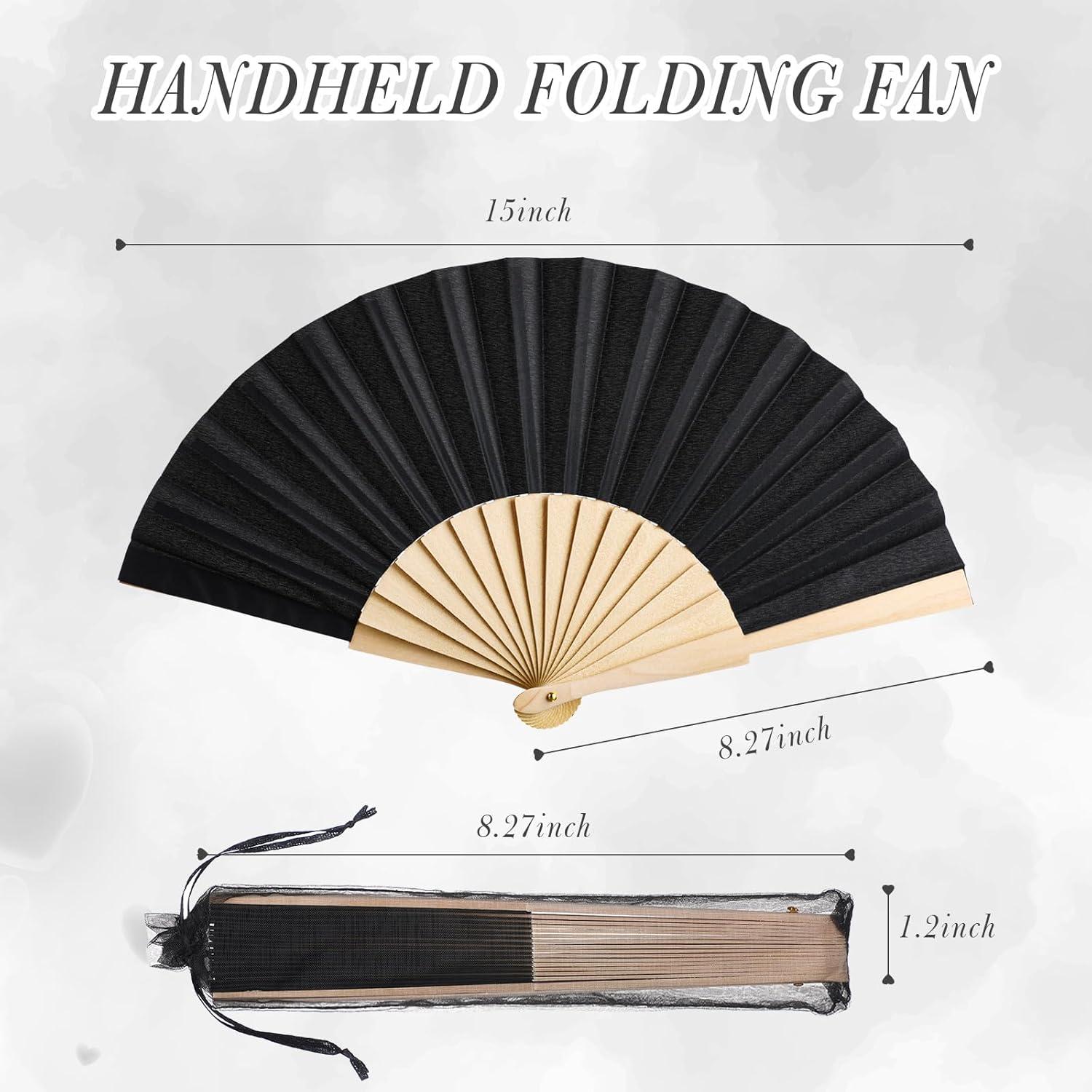 Abanicos Plegables de Mano Chuangdi 2 Pzs Madera Negro