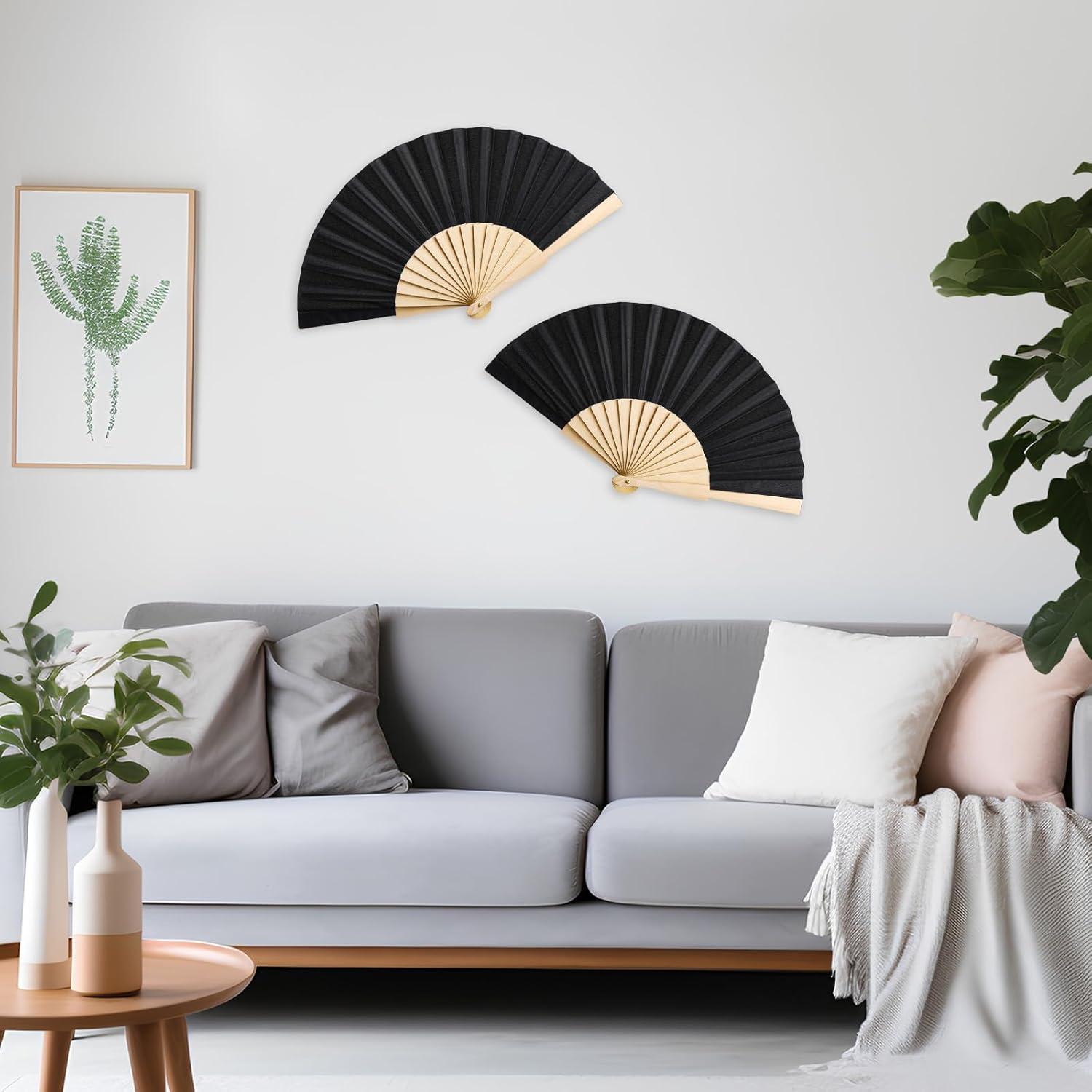 Abanicos Plegables de Mano Chuangdi 2 Pzs Madera Negro