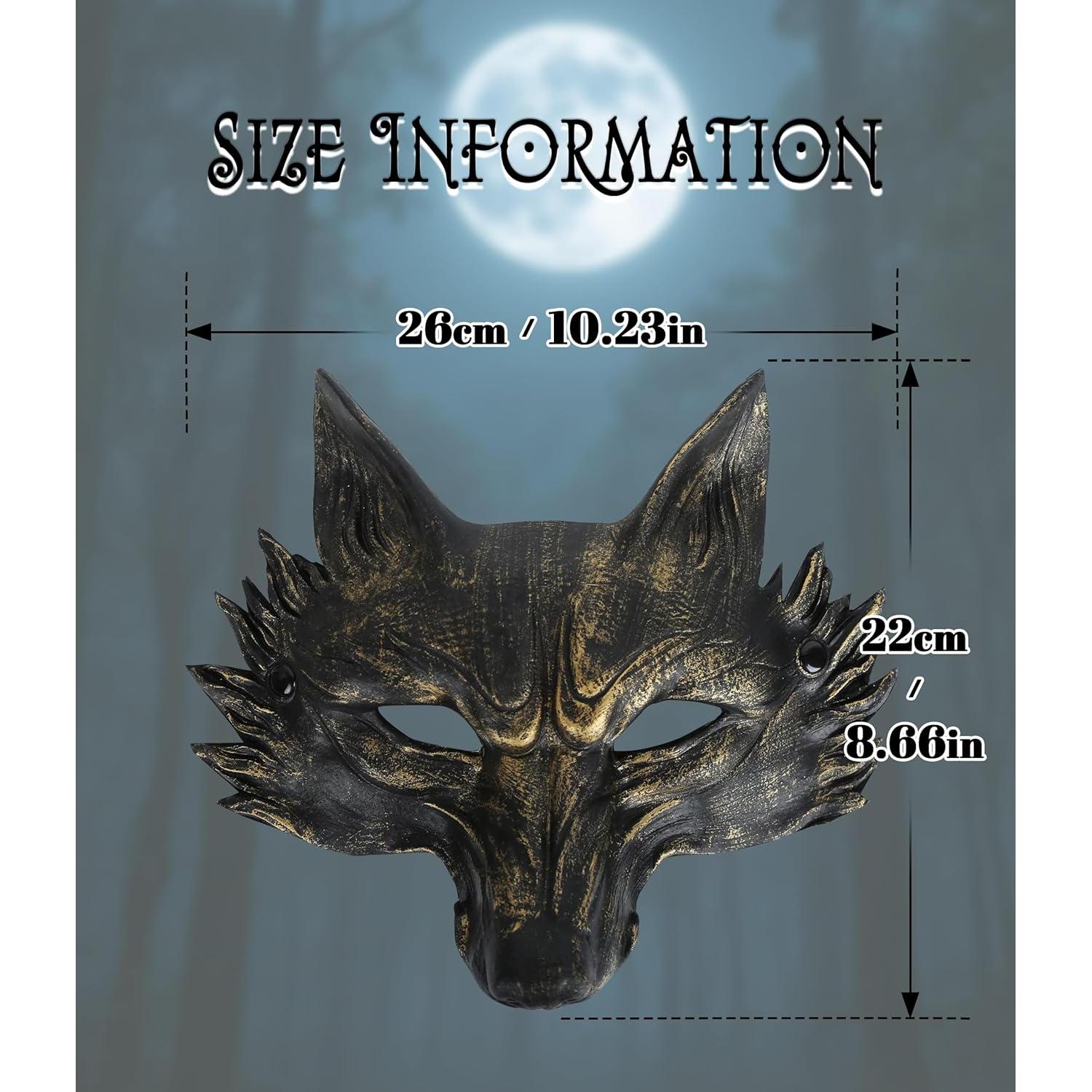 Máscara de Lobo VZQI Adulto Halloween Medio Rostro Dorado