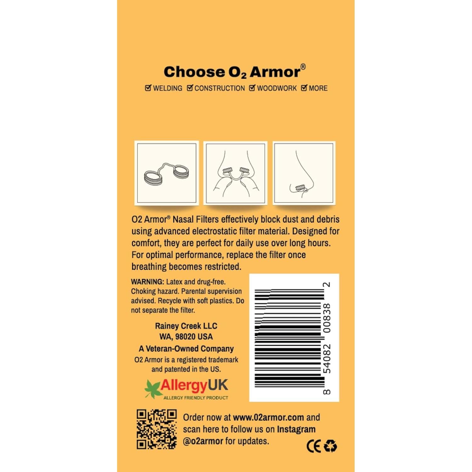 Filtros Nasales O2 Armor para Soldadores y Alergias - 10 Unidades X-Pequeño