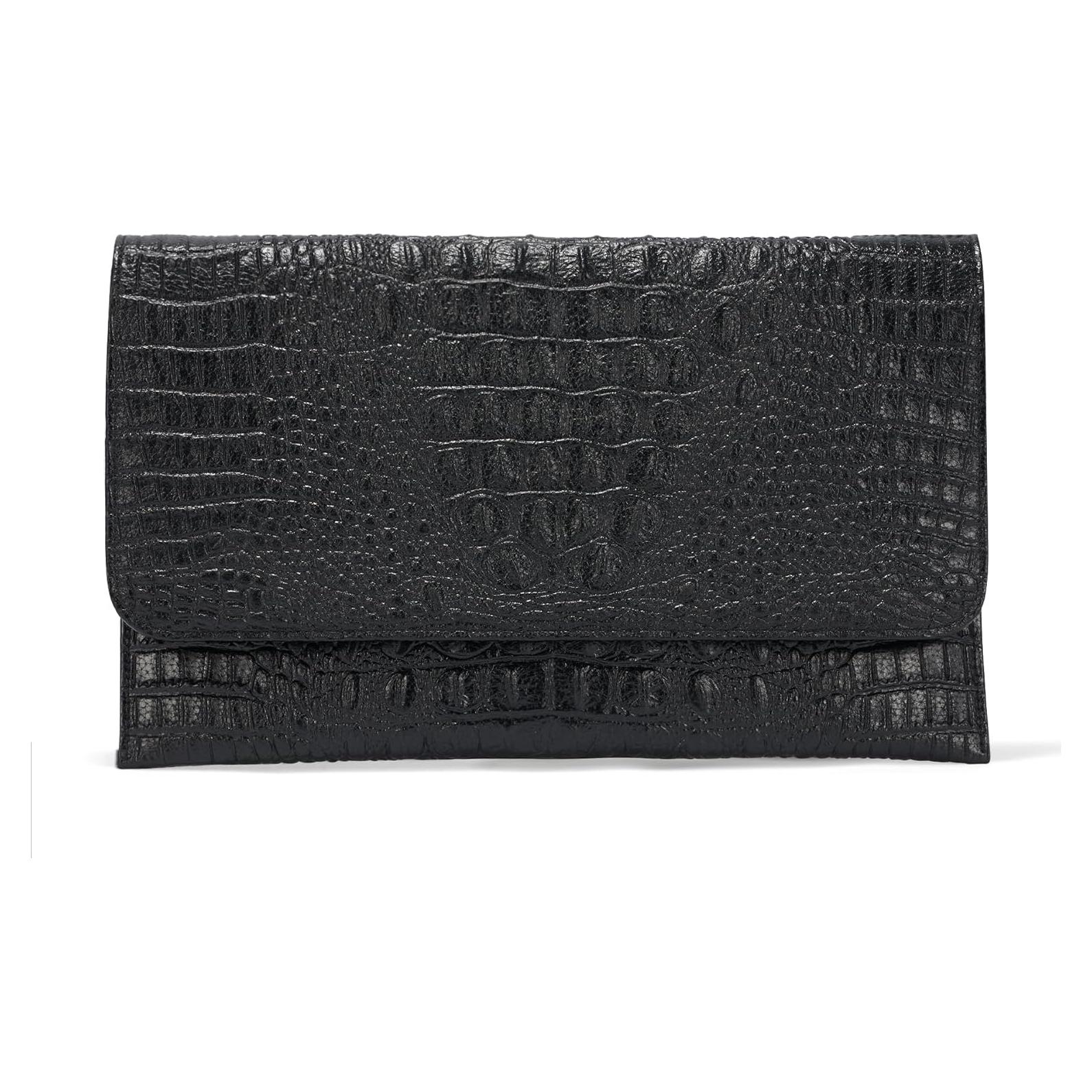 Cartera de Noche SWEETV para Mujeres en Cuero PU Negro