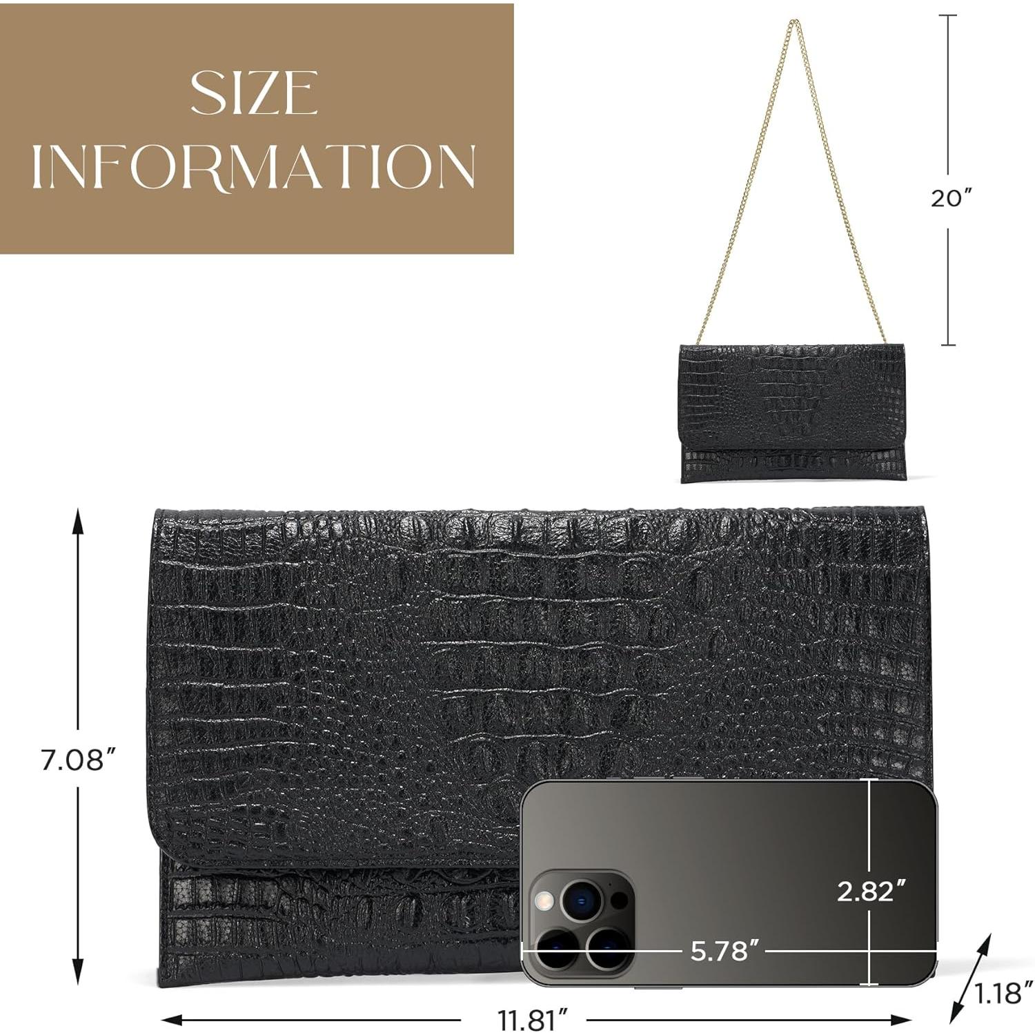 Cartera de Noche SWEETV para Mujeres en Cuero PU Negro