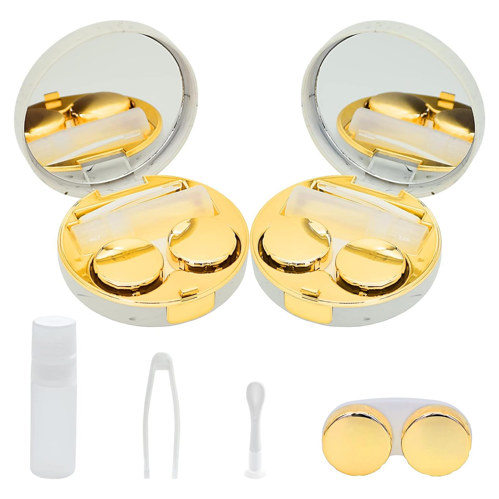 Estuche de Lentes de Contacto Dorado Todo en Uno FEILIBAY