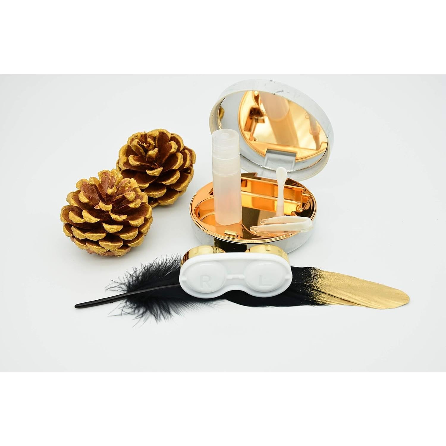 Estuche de Lentes de Contacto Dorado Todo en Uno FEILIBAY