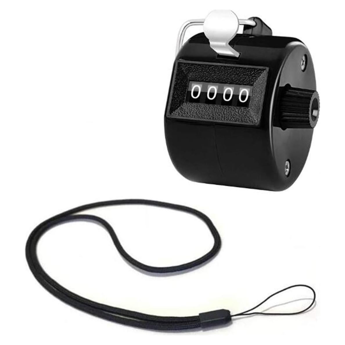 4 Digit Hand Tally Counter, Mechanical Lap Tracker Manual Clicker with Metal Finger Ring Hoop Holder