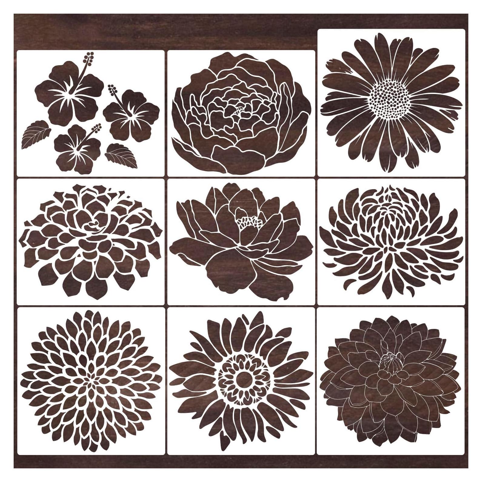 Plantillas de Flores Reutilizables Homeplus007 9 Piezas 35.6 cm